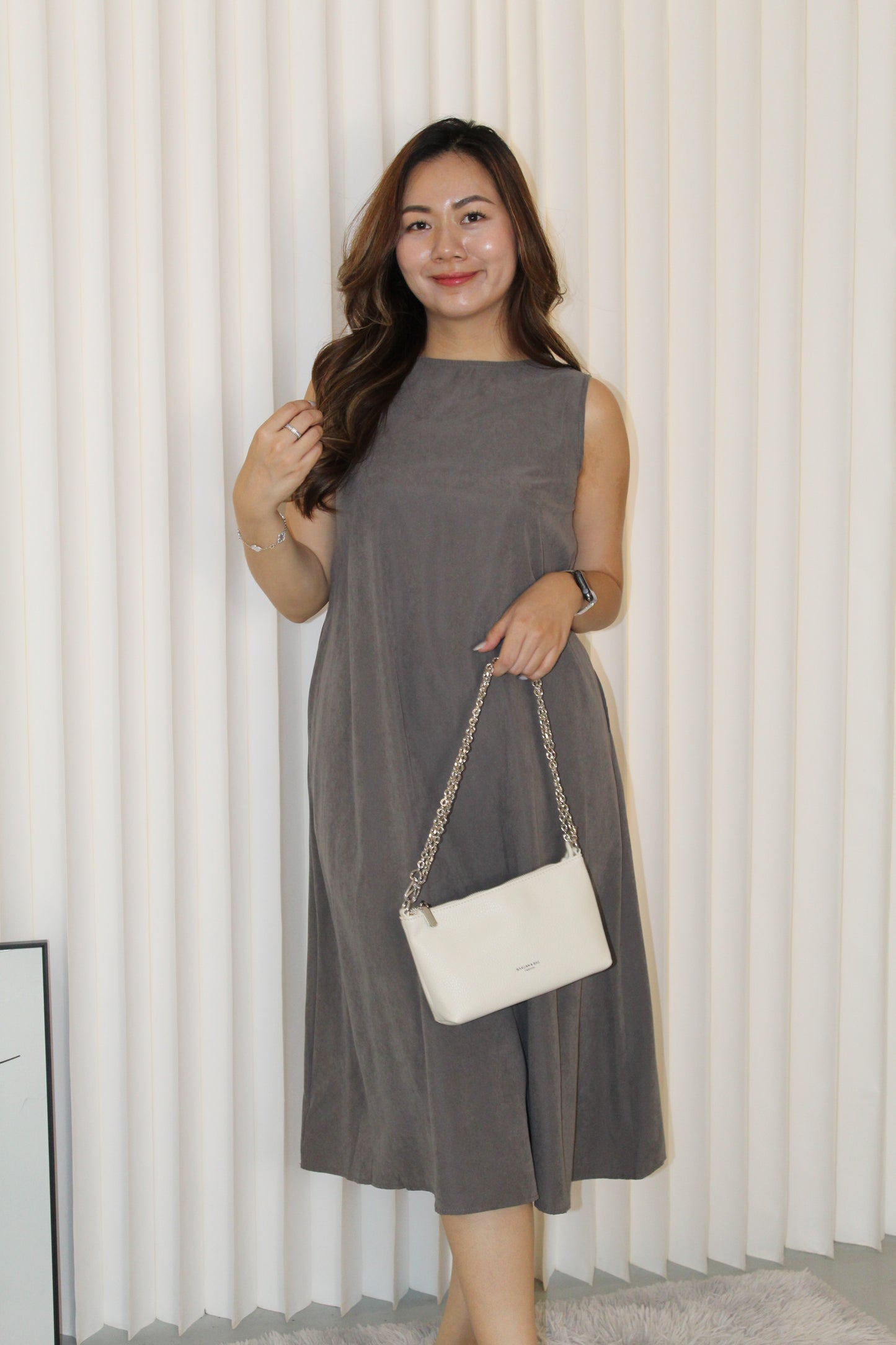 Agnes Flare Midi Dress (Grey)