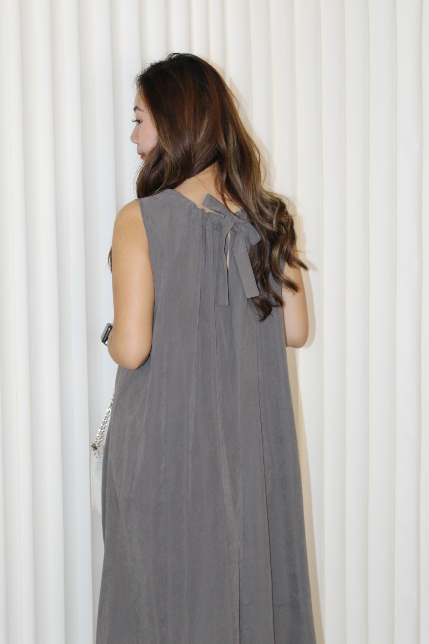 Agnes Flare Midi Dress (Grey)