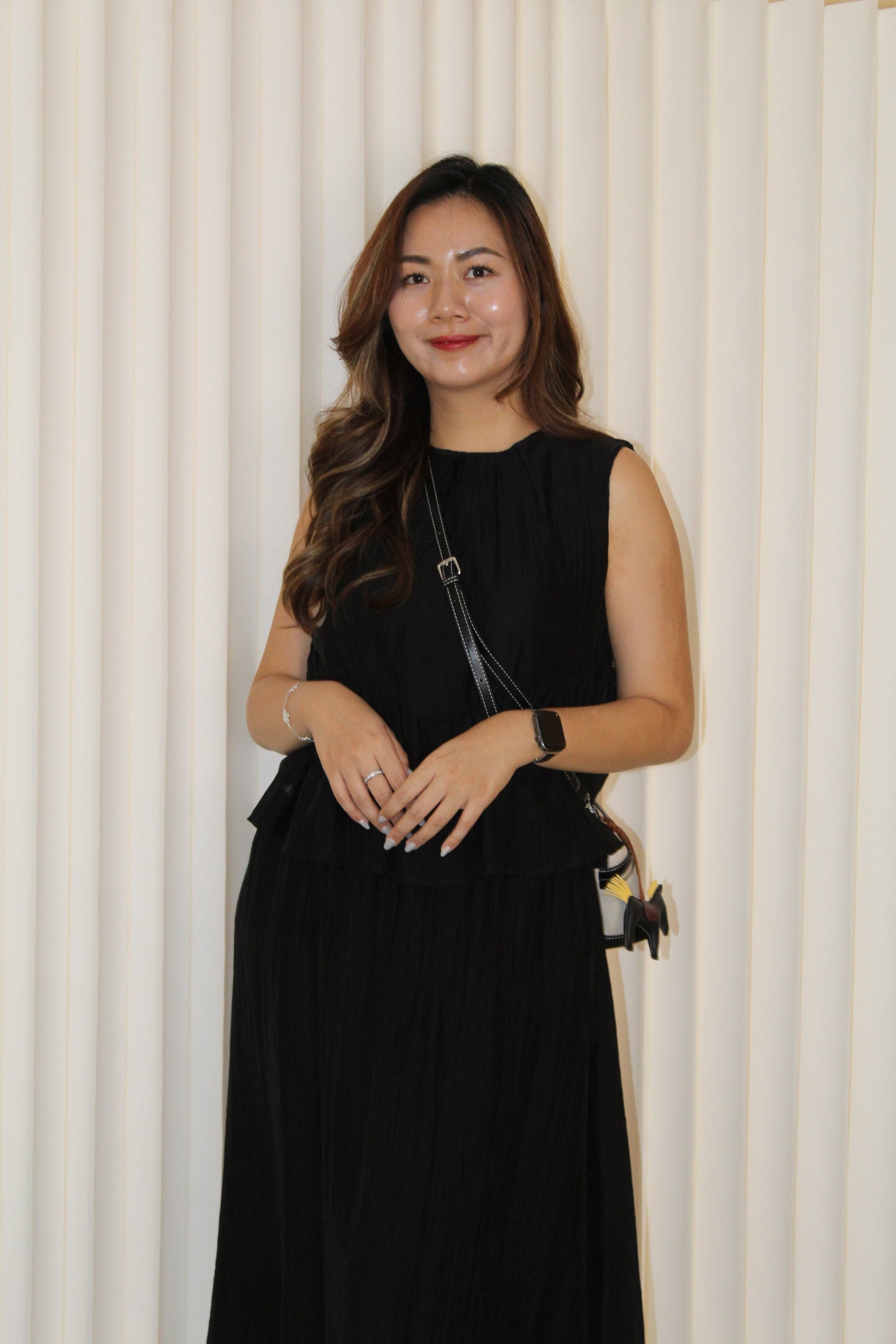 Rowena Flare Two Piece Skirt Set (Black)
