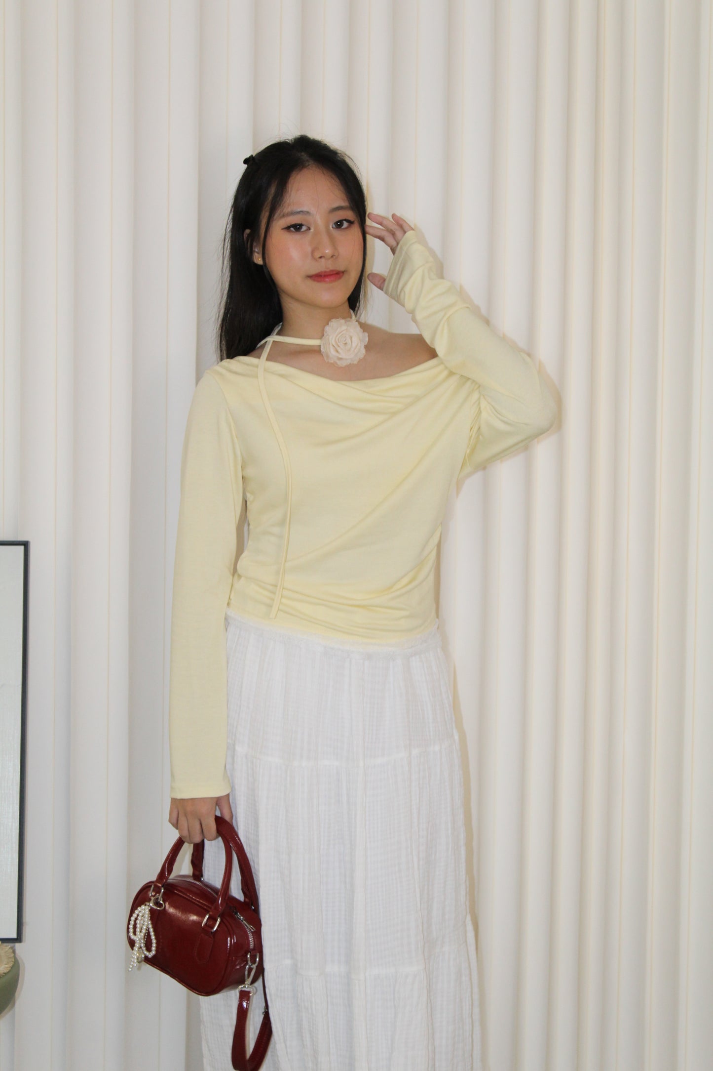 Tammy Lace Long Sleeve Top (Yellow)