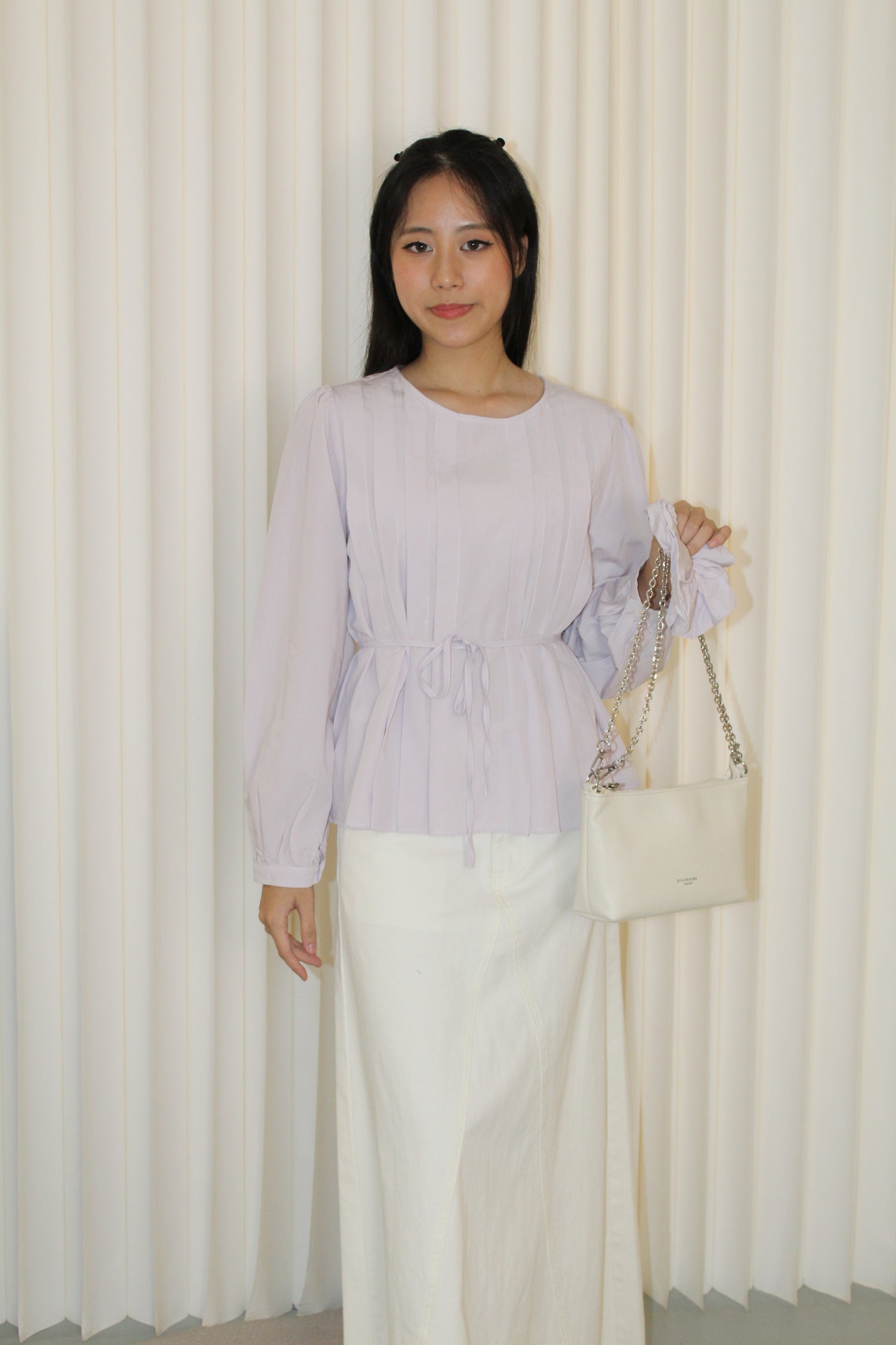 Lennon Flare Long Sleeve Top (Cream)