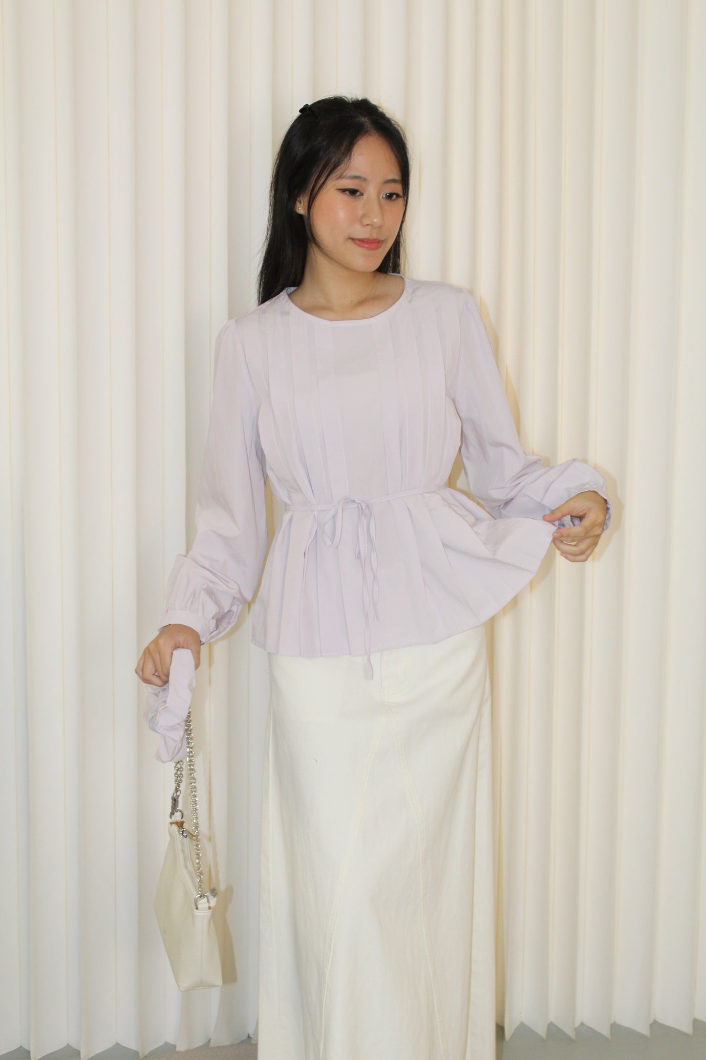 Lennon Flare Long Sleeve Top (Cream)