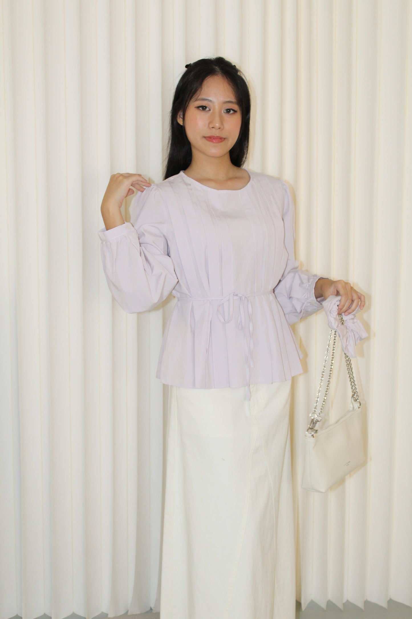 Lennon Flare Long Sleeve Top (Cream)