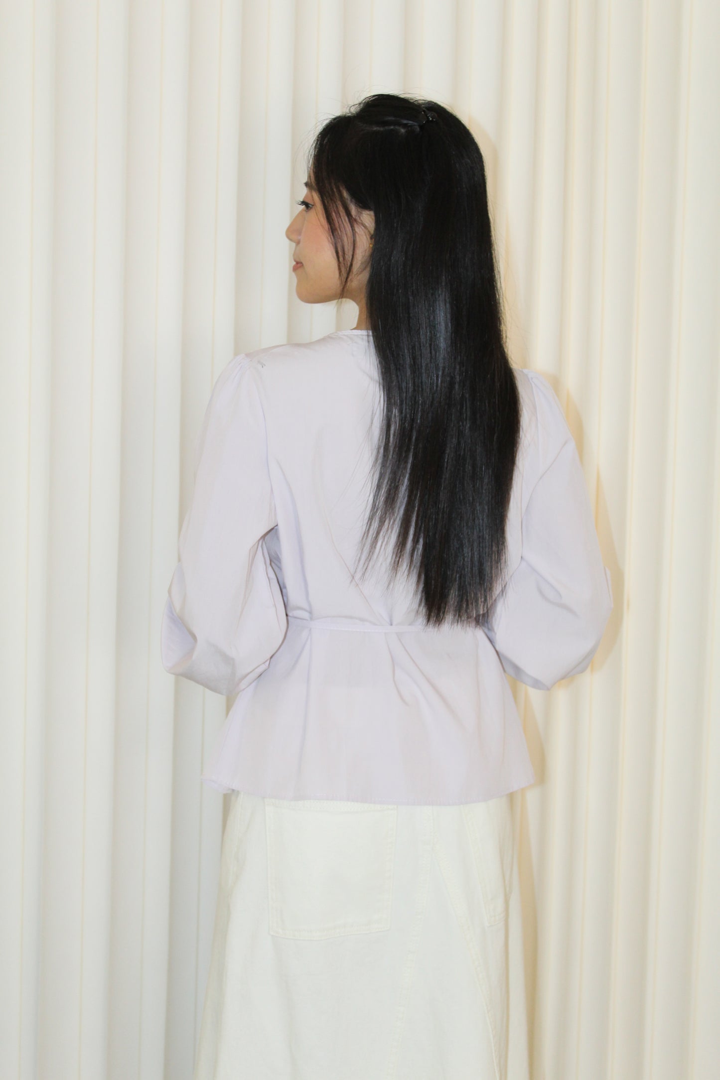 Lennon Flare Long Sleeve Top (Cream)