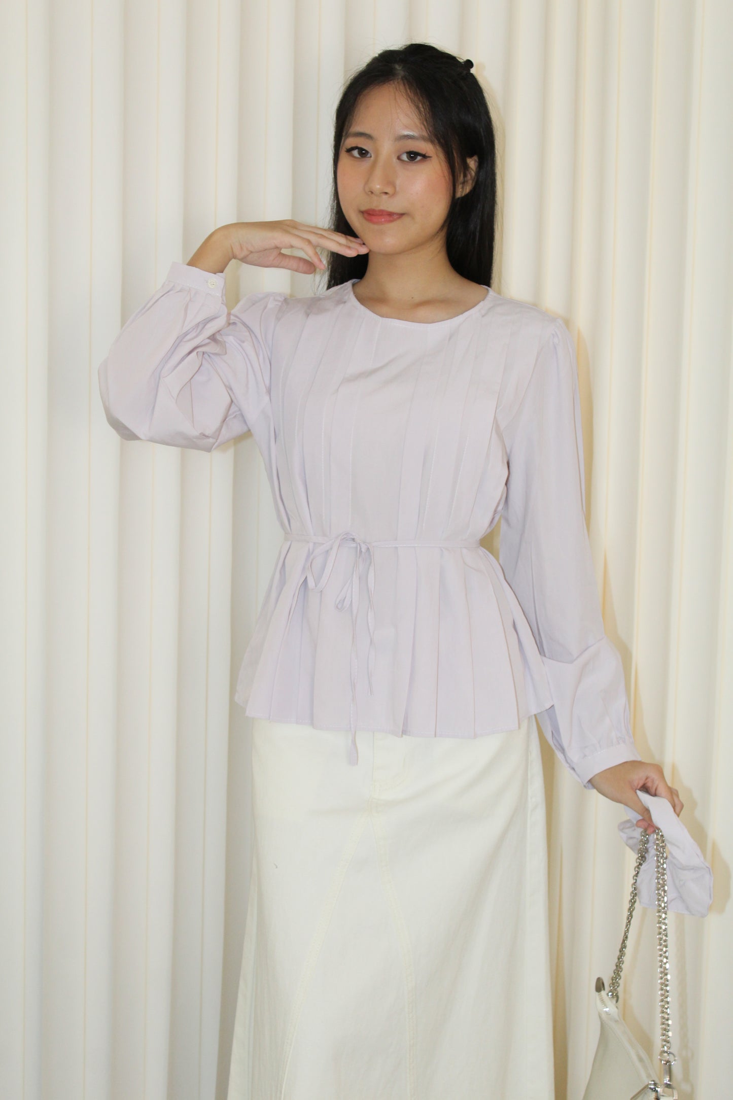 Lennon Flare Long Sleeve Top (Cream)