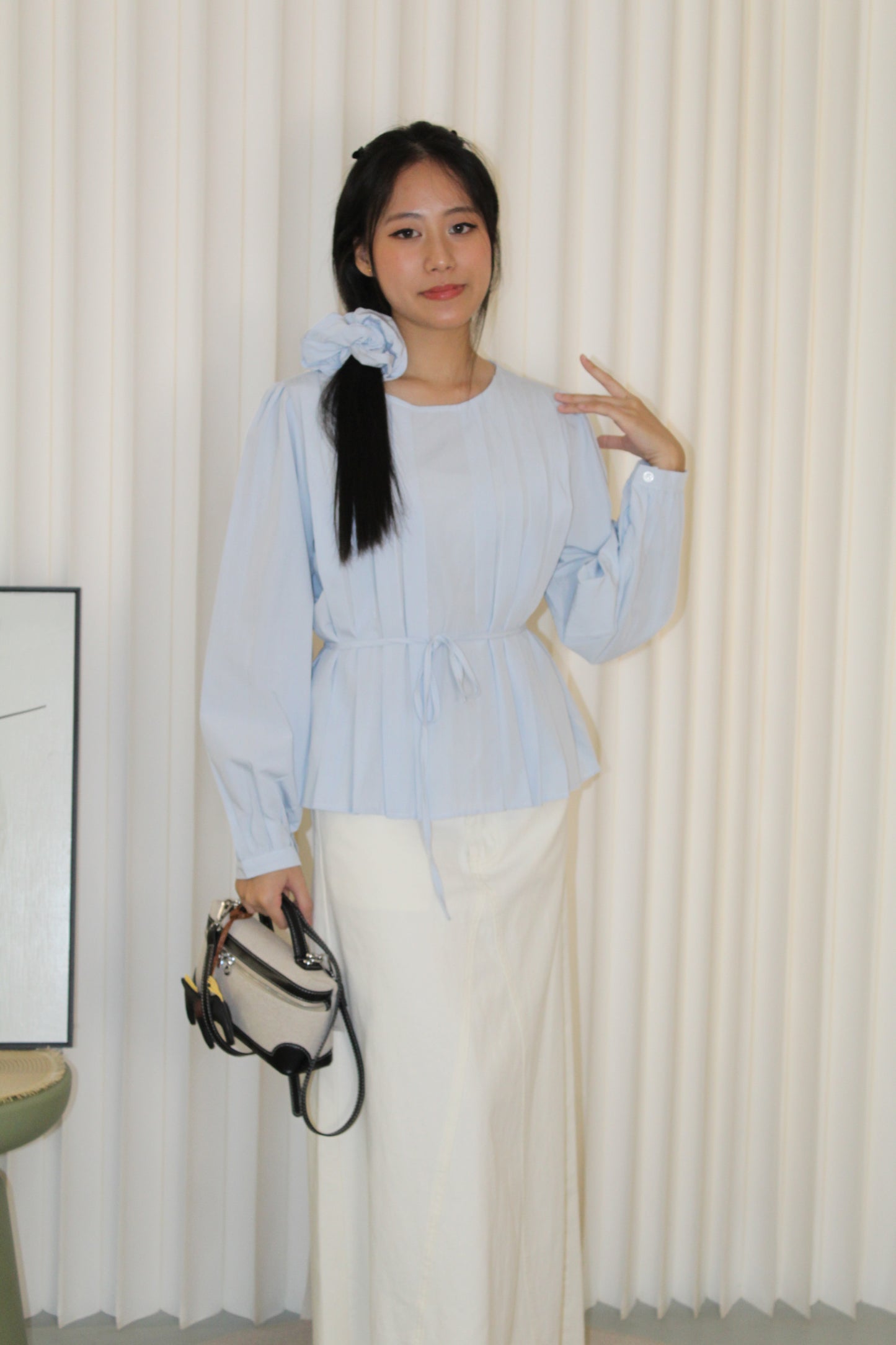 Lennon Flare Long Sleeve Top (Cream)