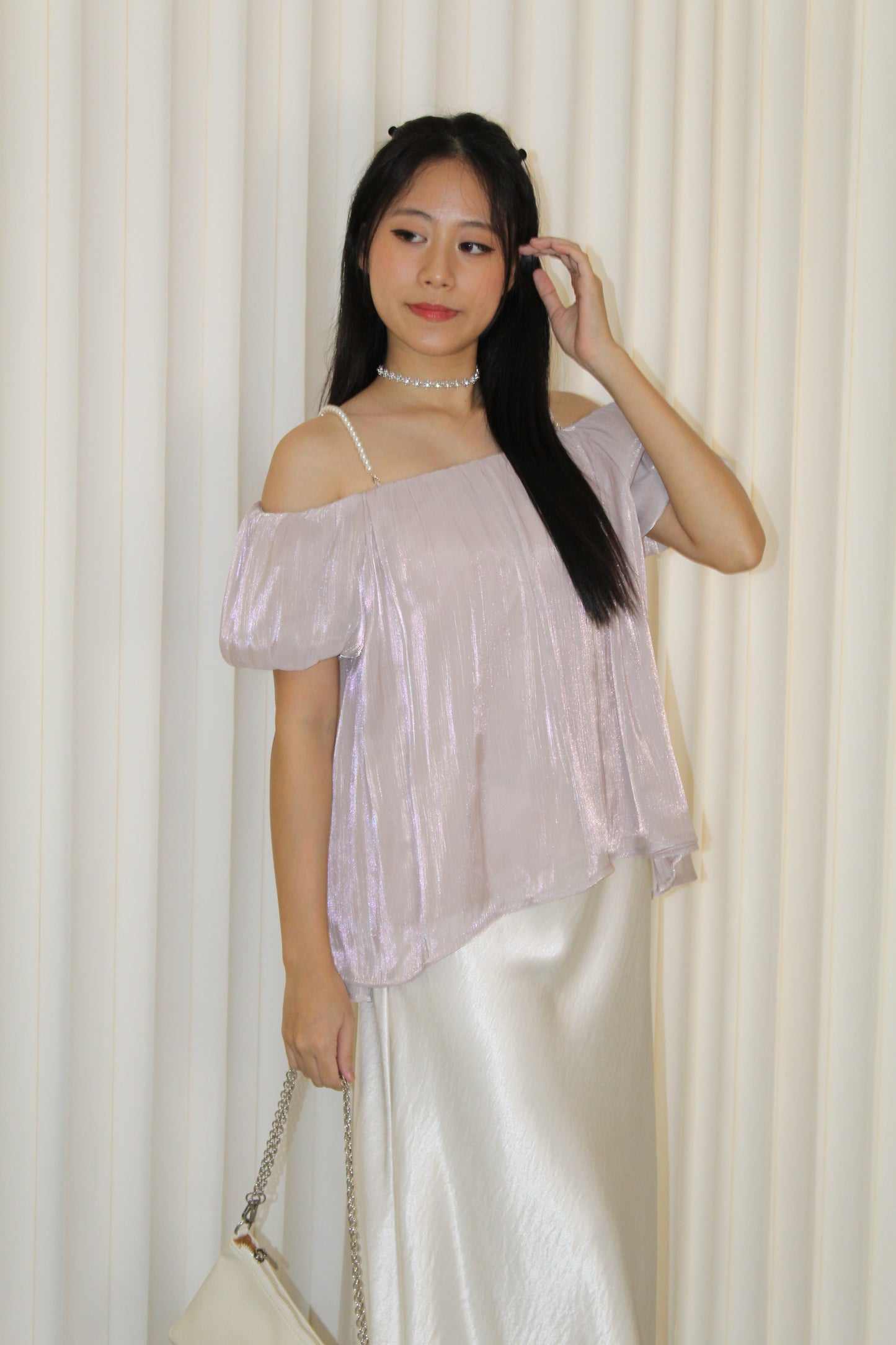 Maisie Off Shoulder Flare Top (Lilac)