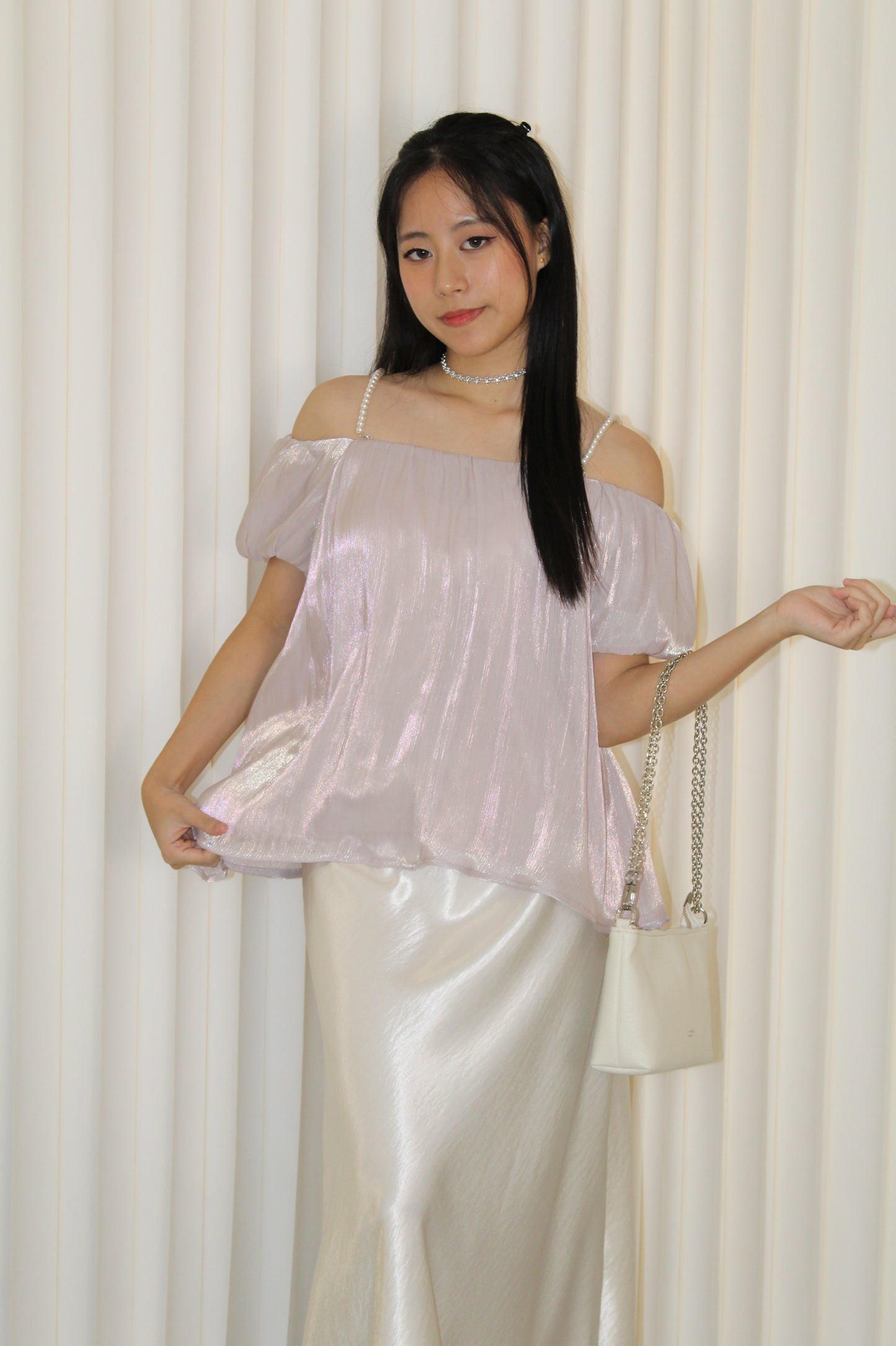 Maisie Off Shoulder Flare Top (Lilac)