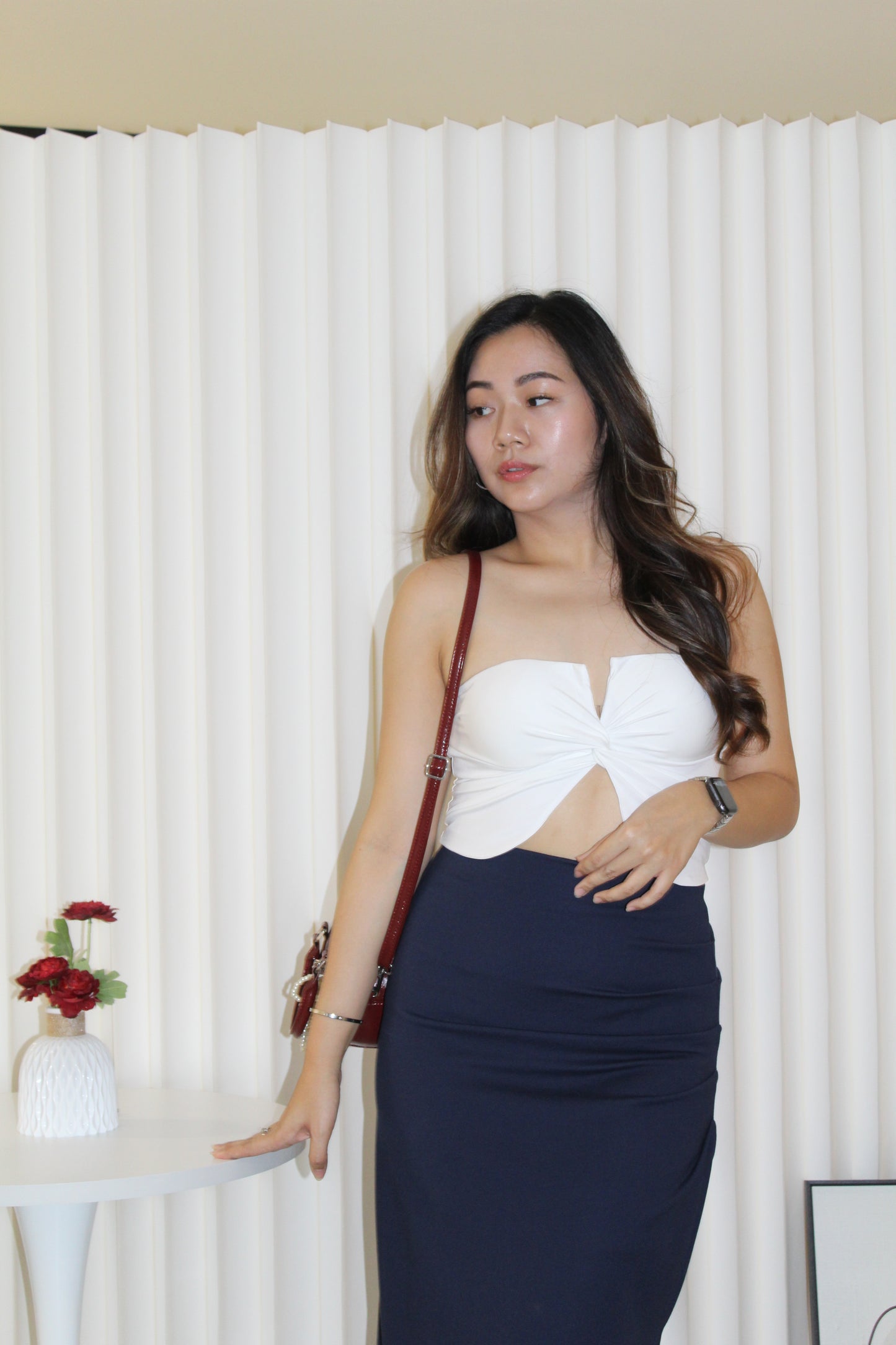 Alrey Padded Tube Crop Top (White)