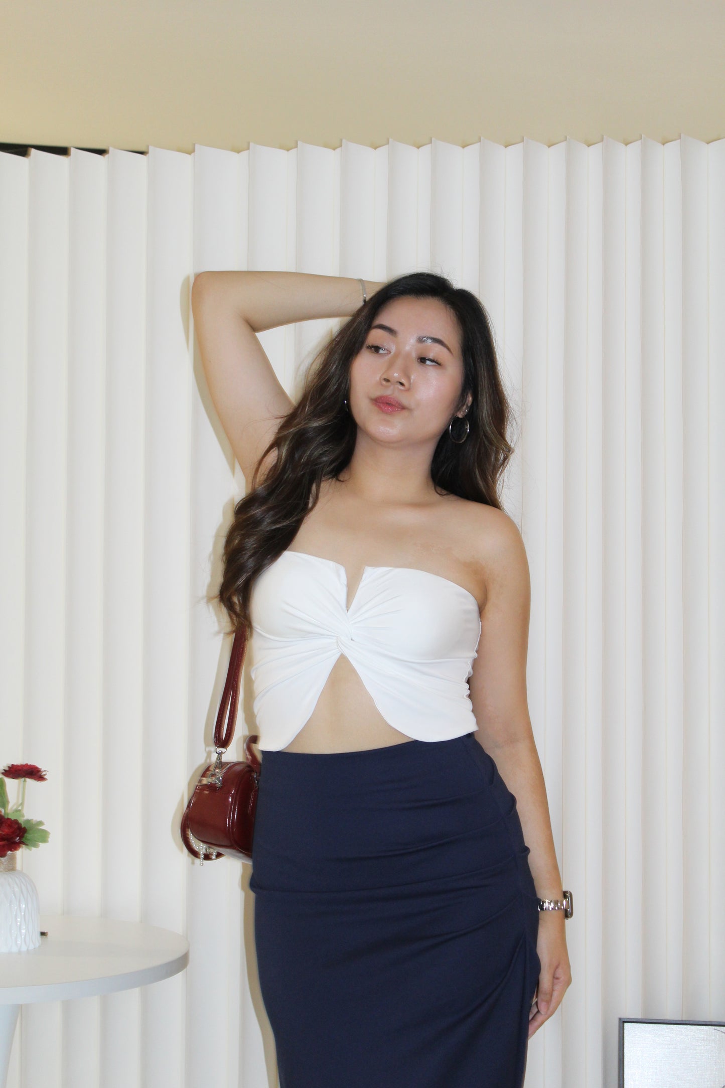 Alrey Padded Tube Crop Top (White)