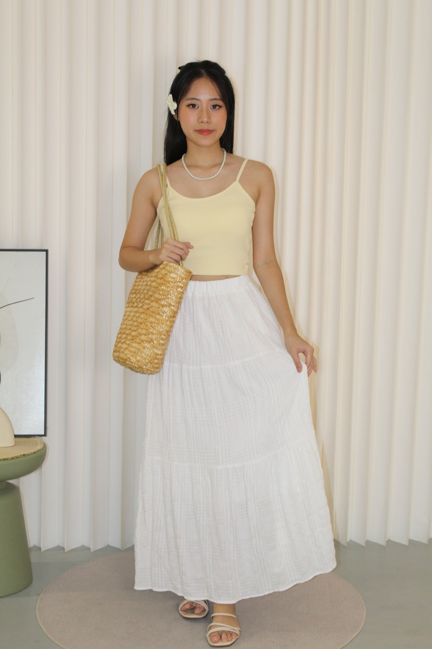 Brenda Checkered Maxi Skirt (Blue)