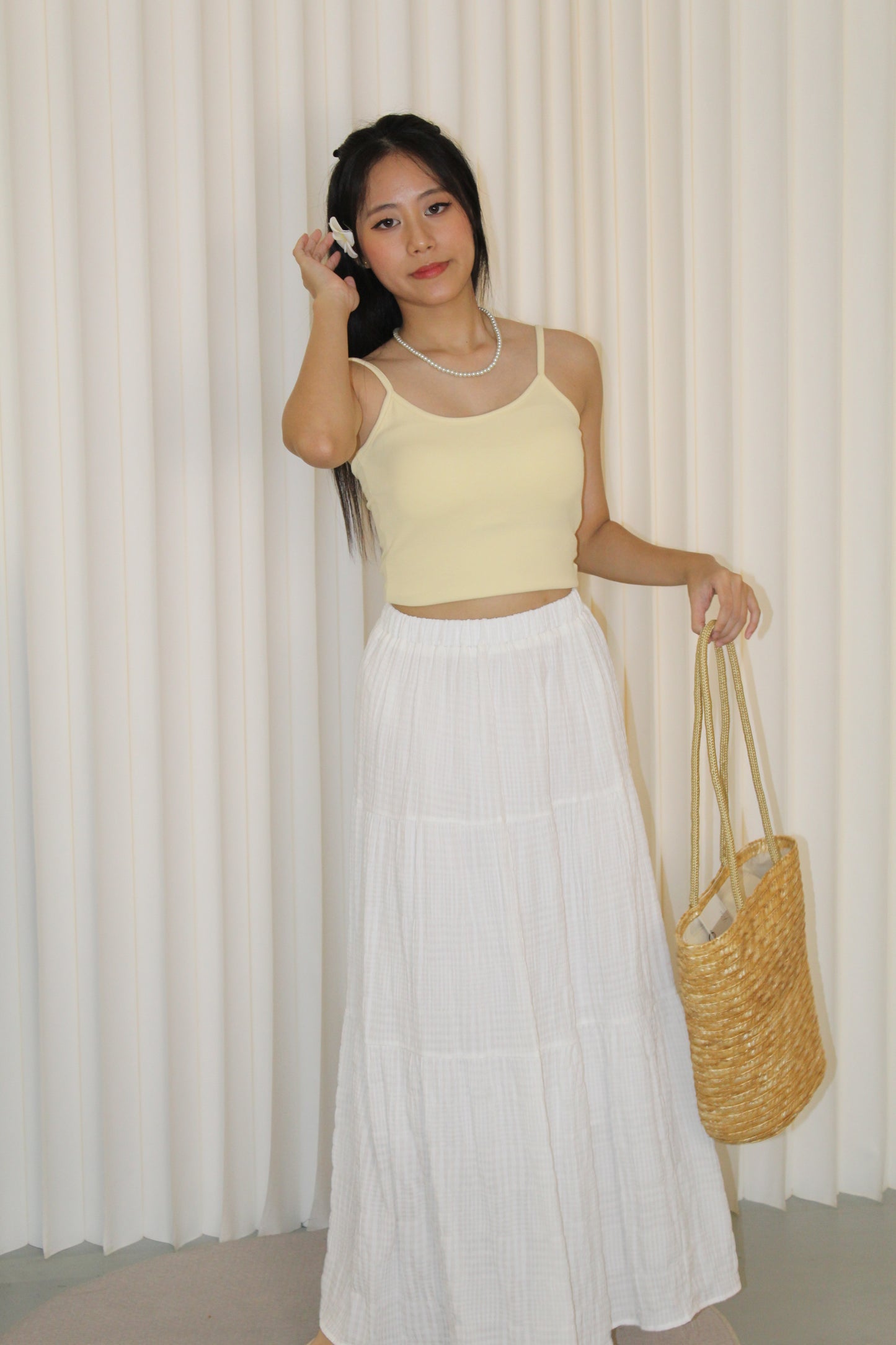 Brenda Checkered Maxi Skirt (Blue)