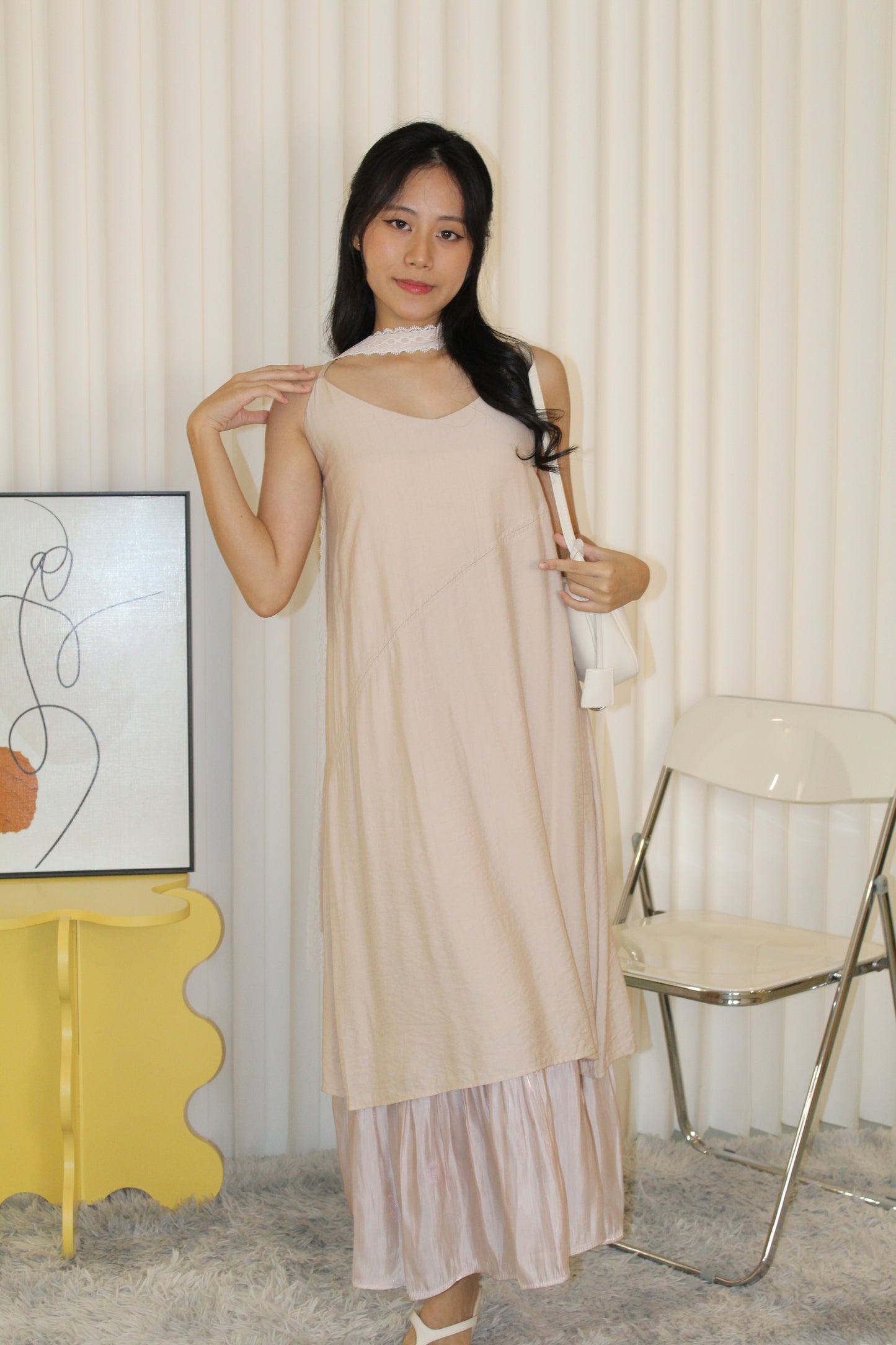 Ornella Cami Two Layered Midaxi Dress (Pink)