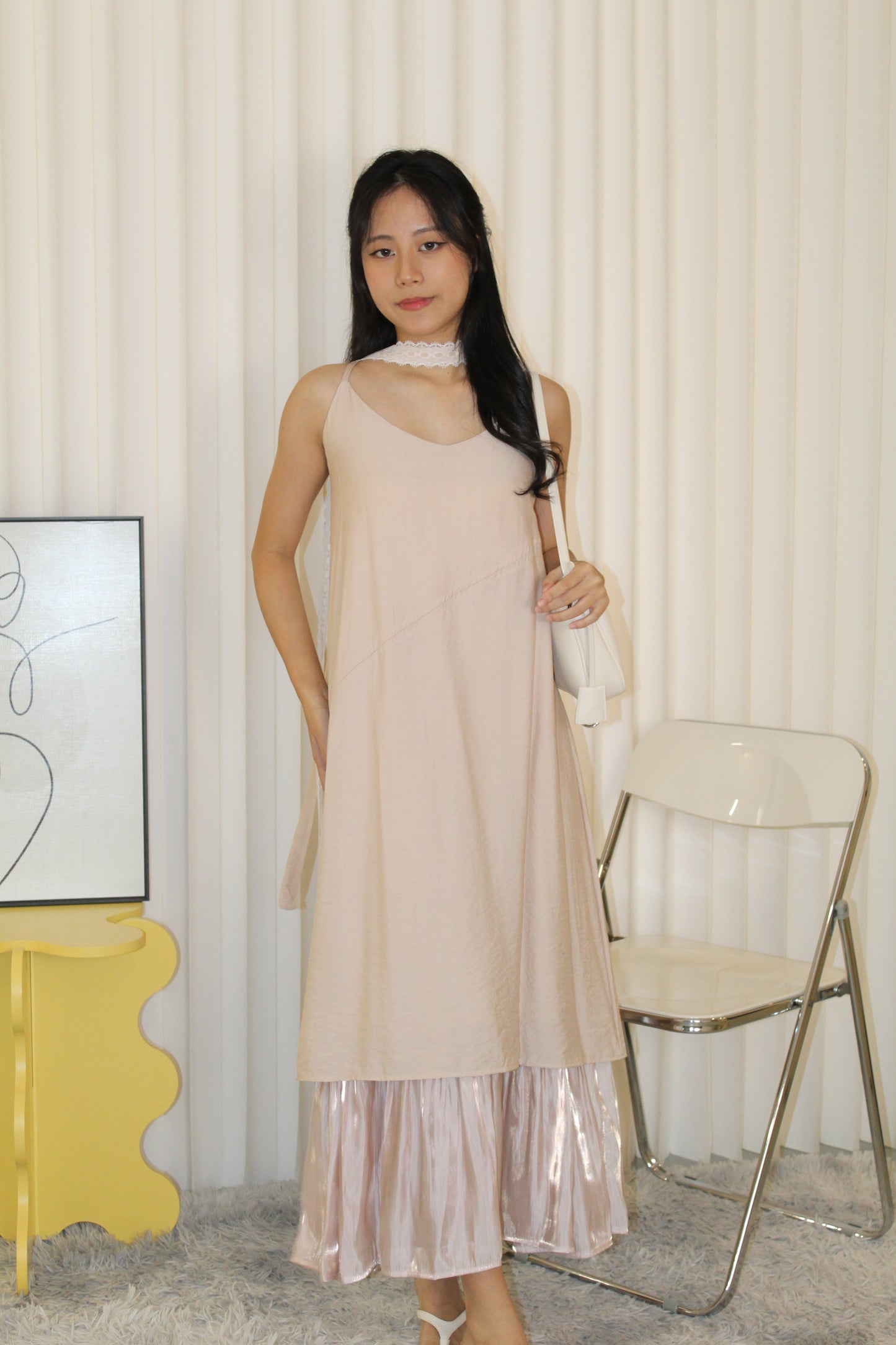 Ornella Cami Two Layered Midaxi Dress (Pink)