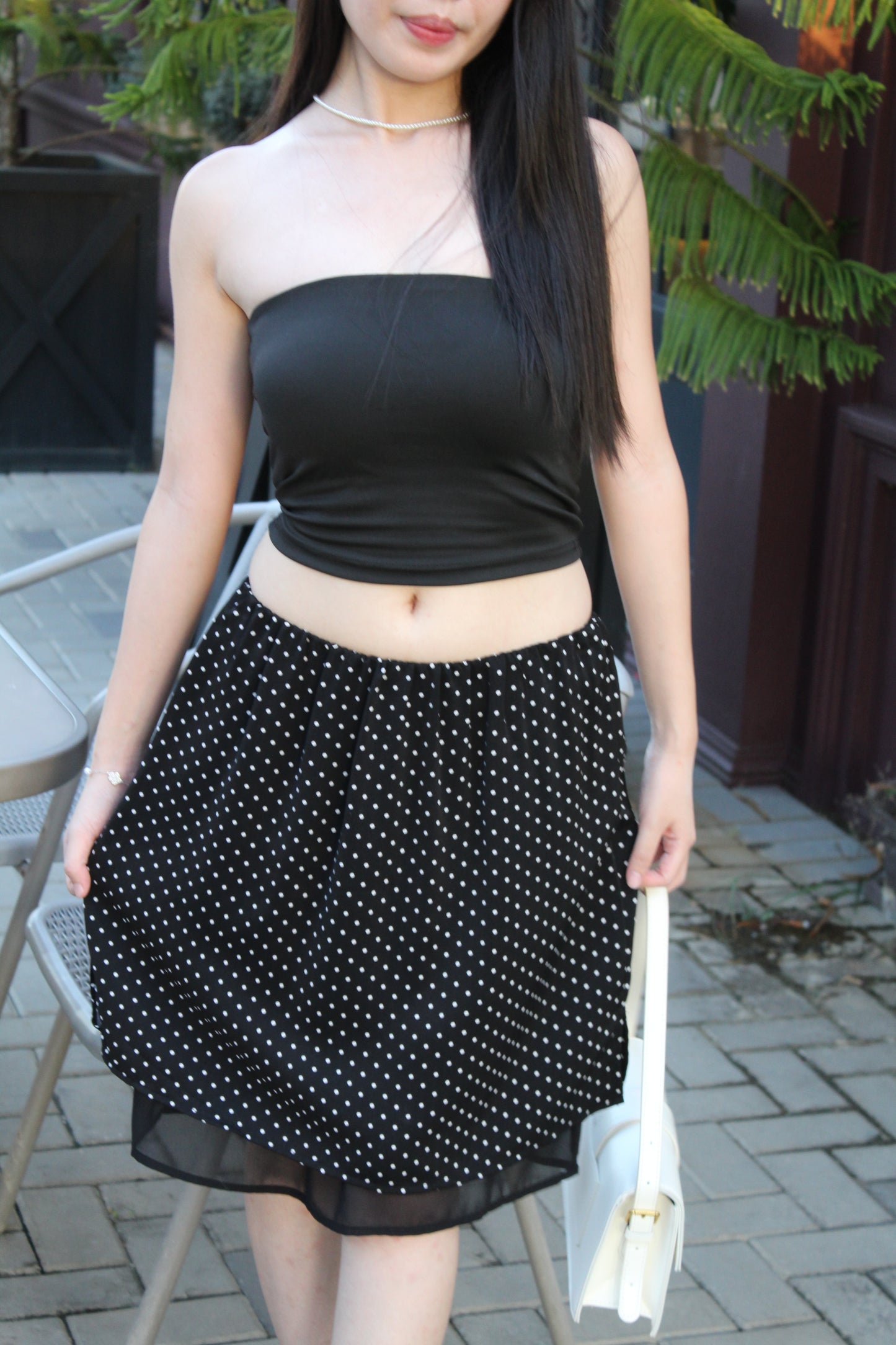 Camryn Polka Dot Midi Skirt (White)