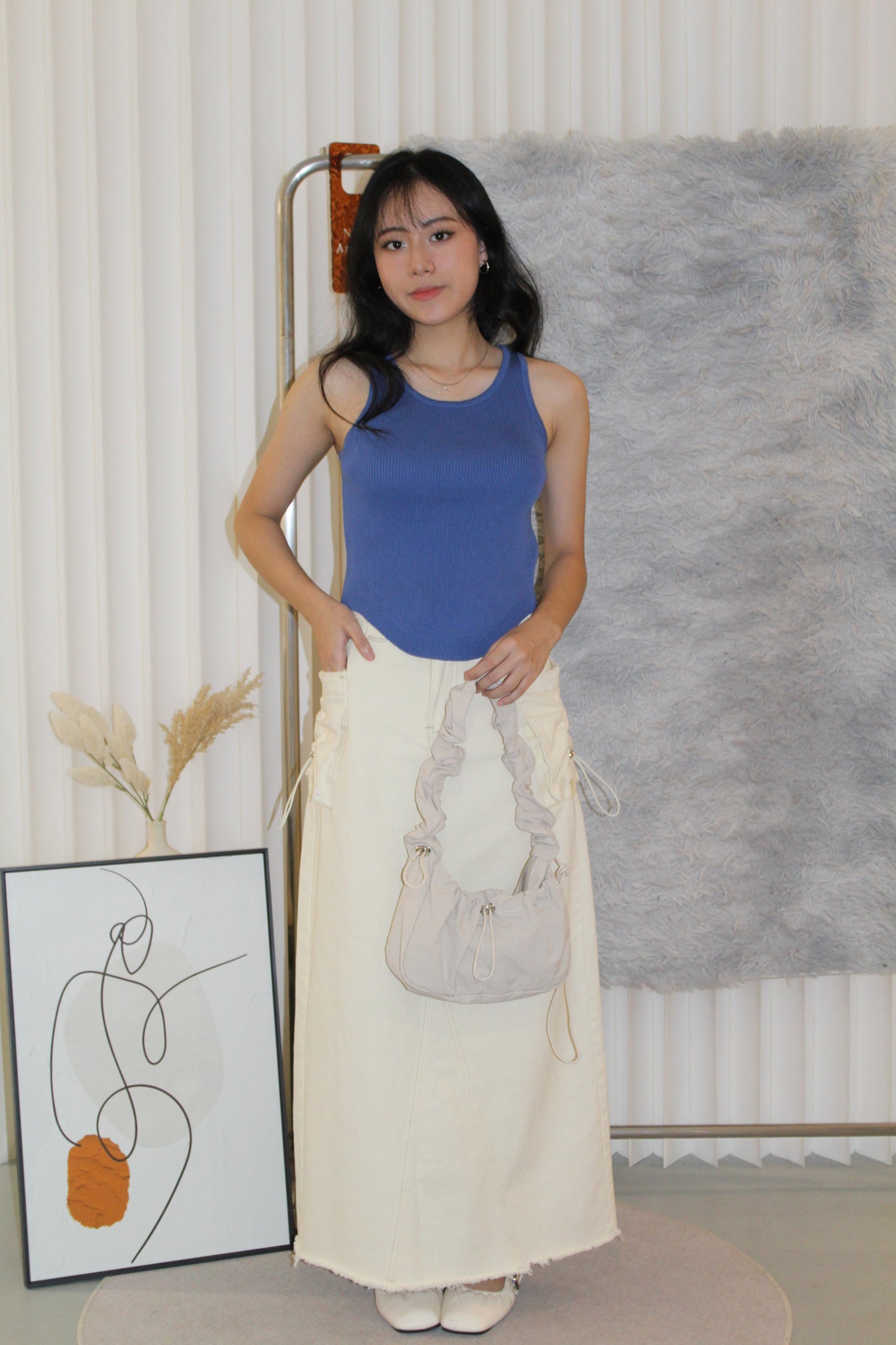 Belinda Cargo Maxi Skirt (Cream)