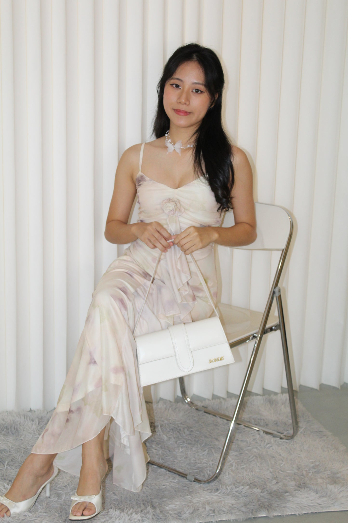 Ginnie Floral Mesh Midaxi Dress (Pink)