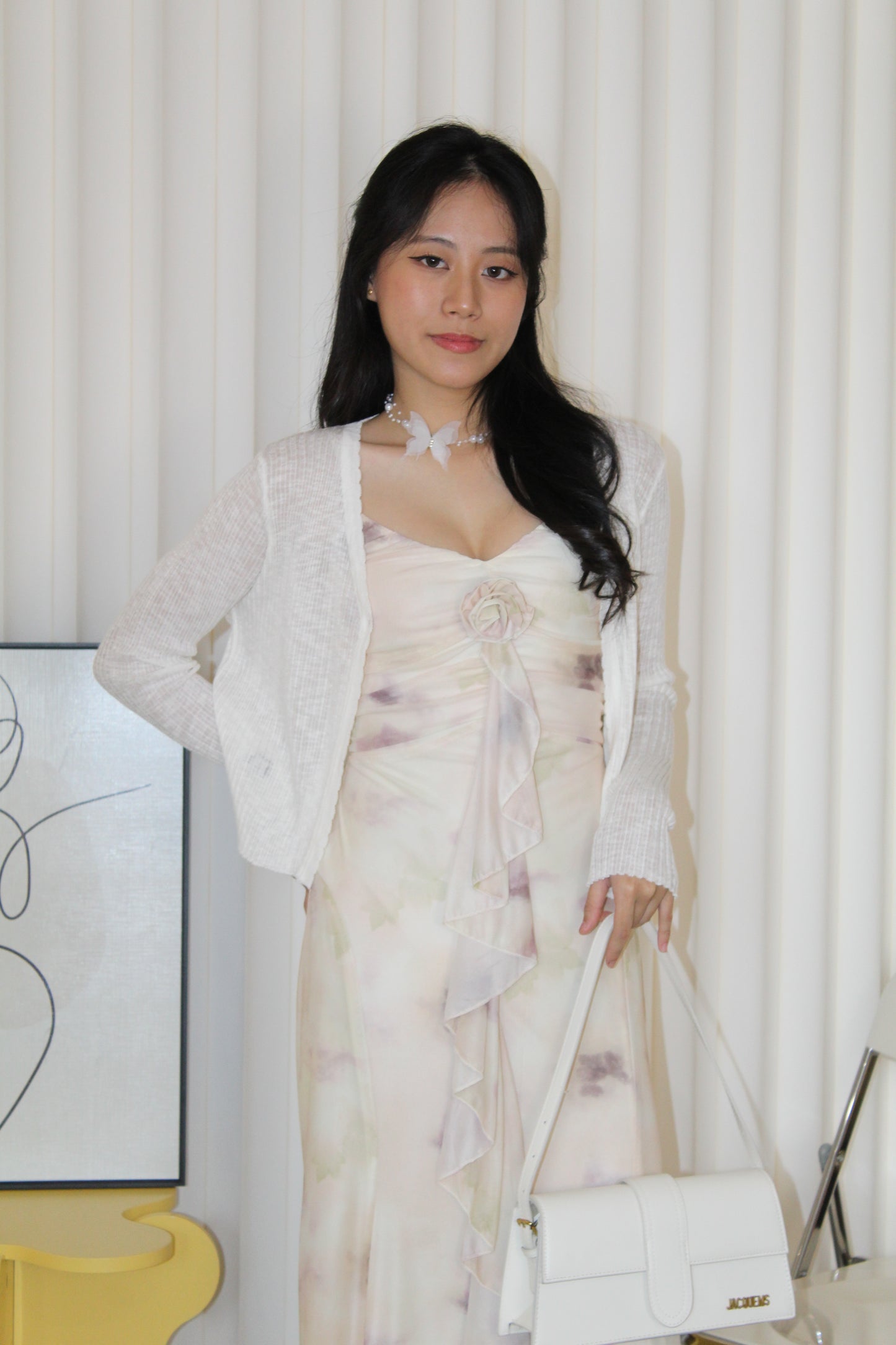 Elena Sheer Crop Cardigan (Black)