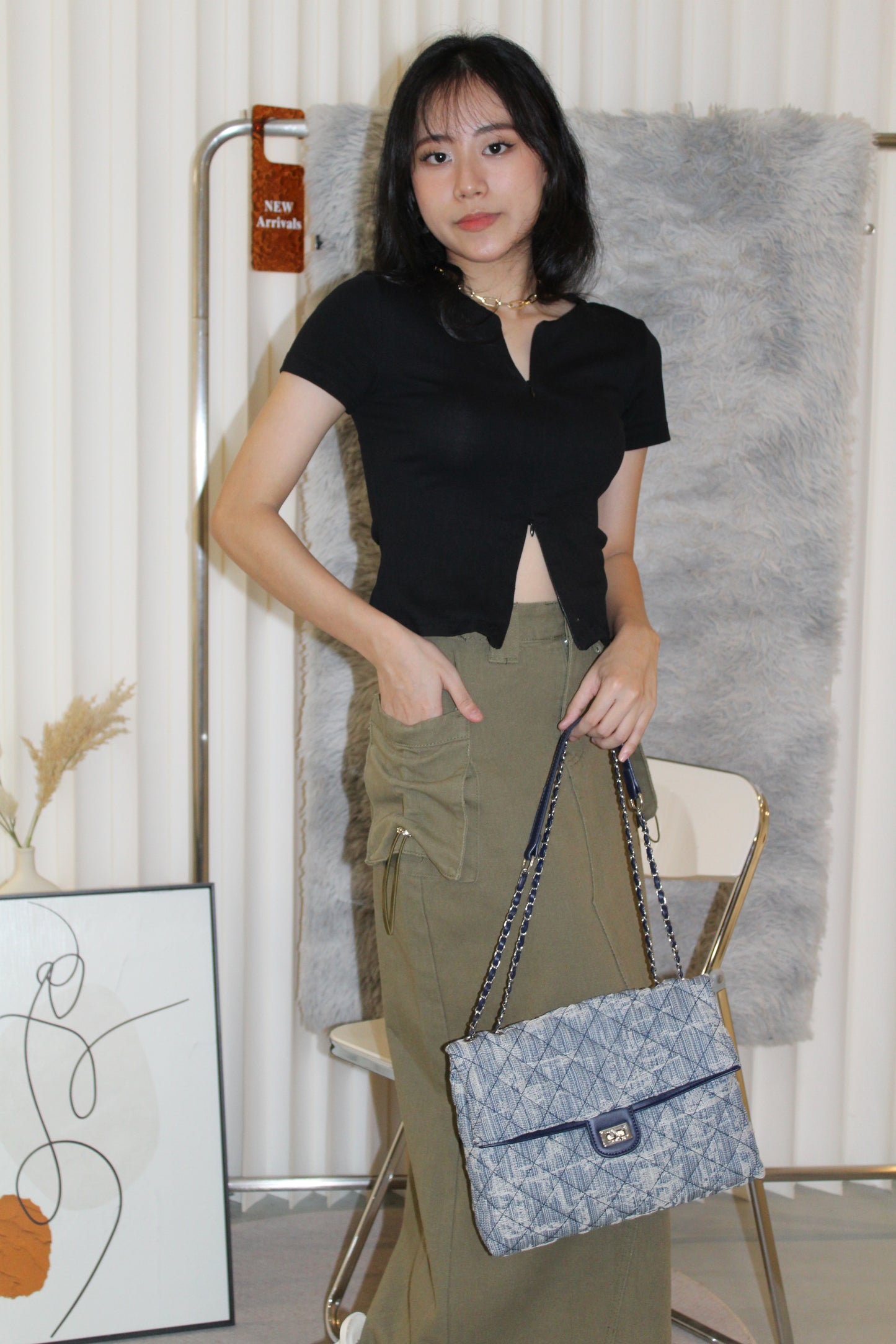 Belinda Cargo Maxi Skirt (Cream)