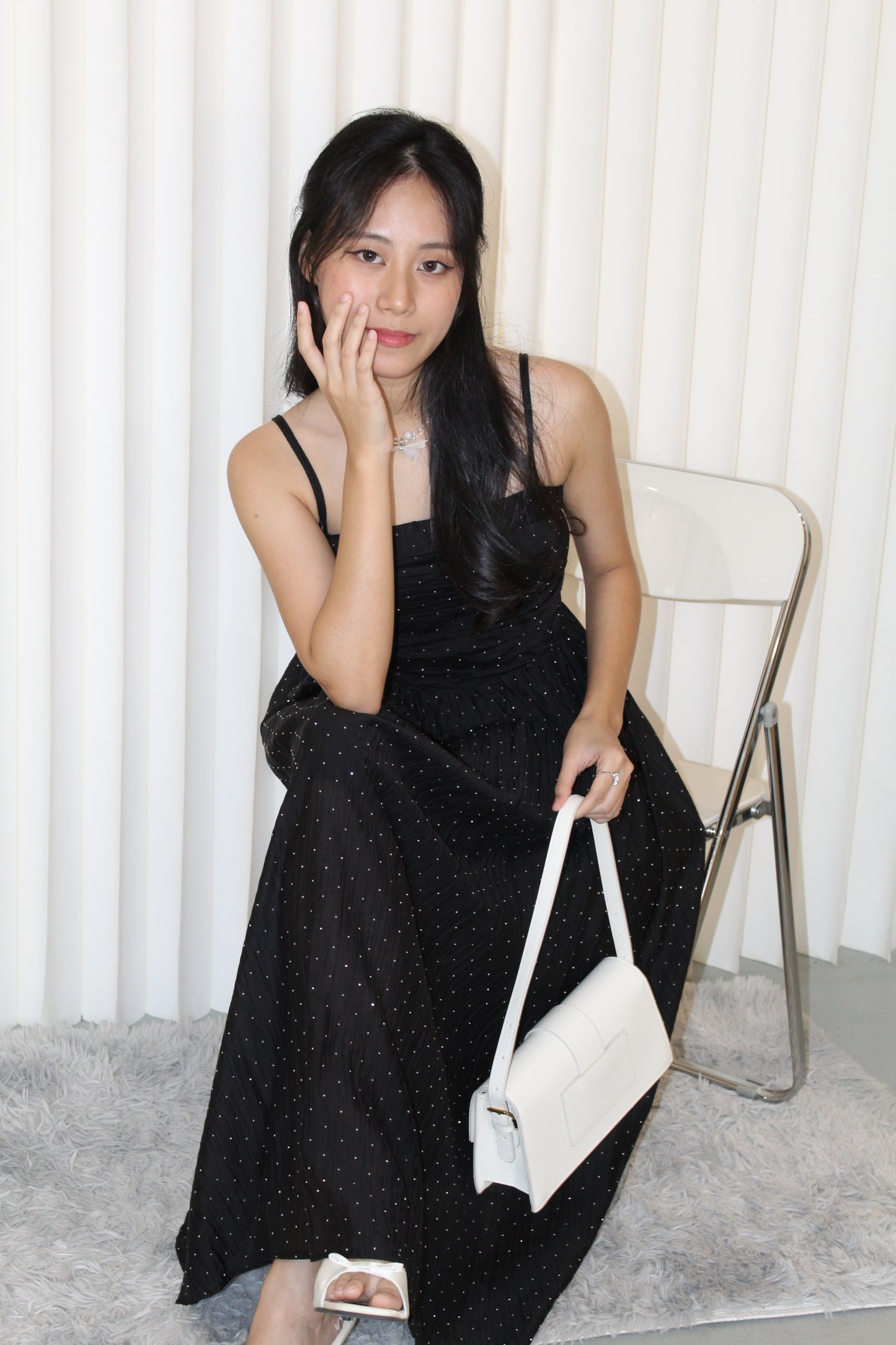 Aurelia Sparkle Midaxi Dress (Black)