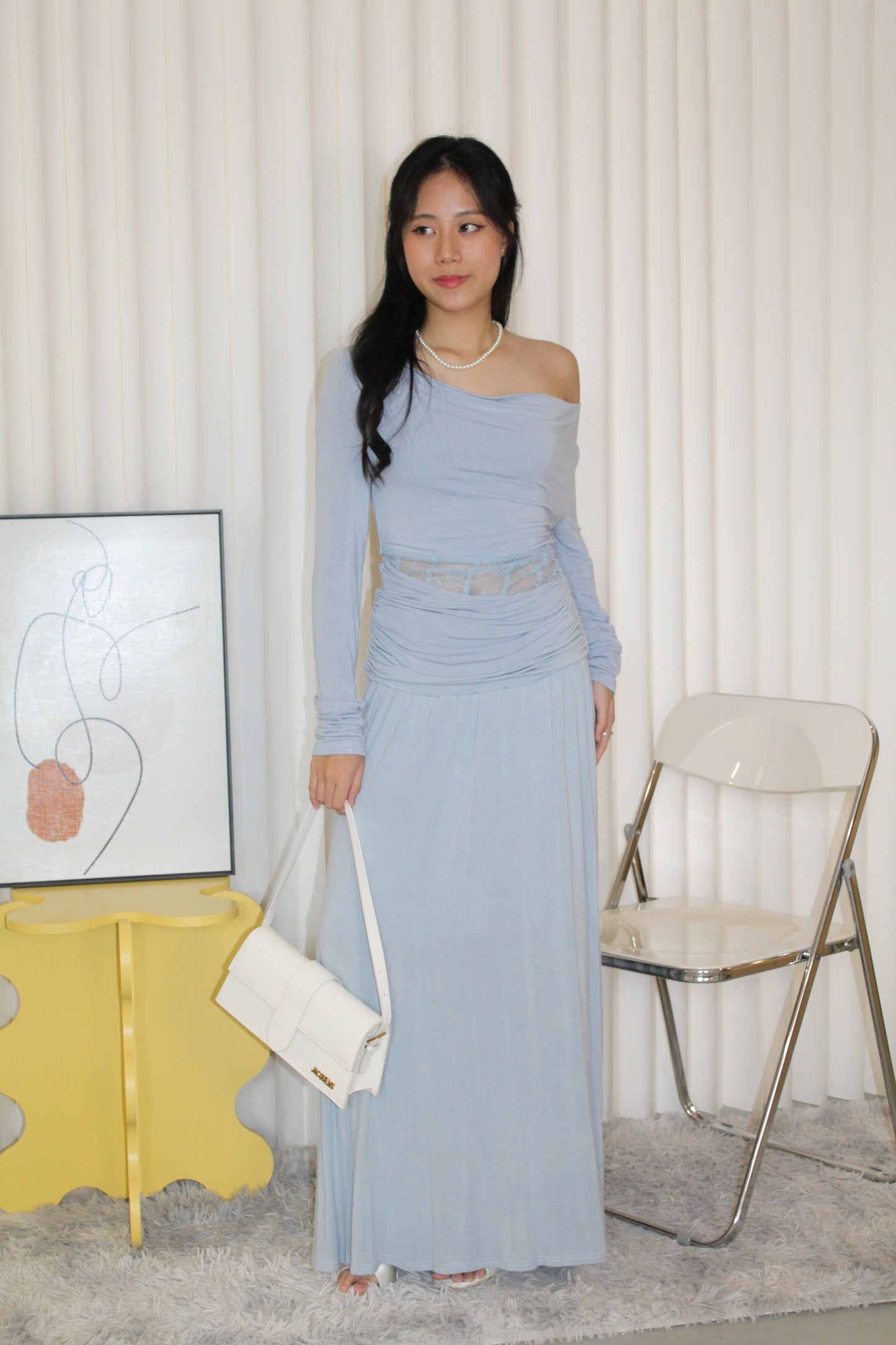 Chiara Lace Long Sleeve Top (Blue)