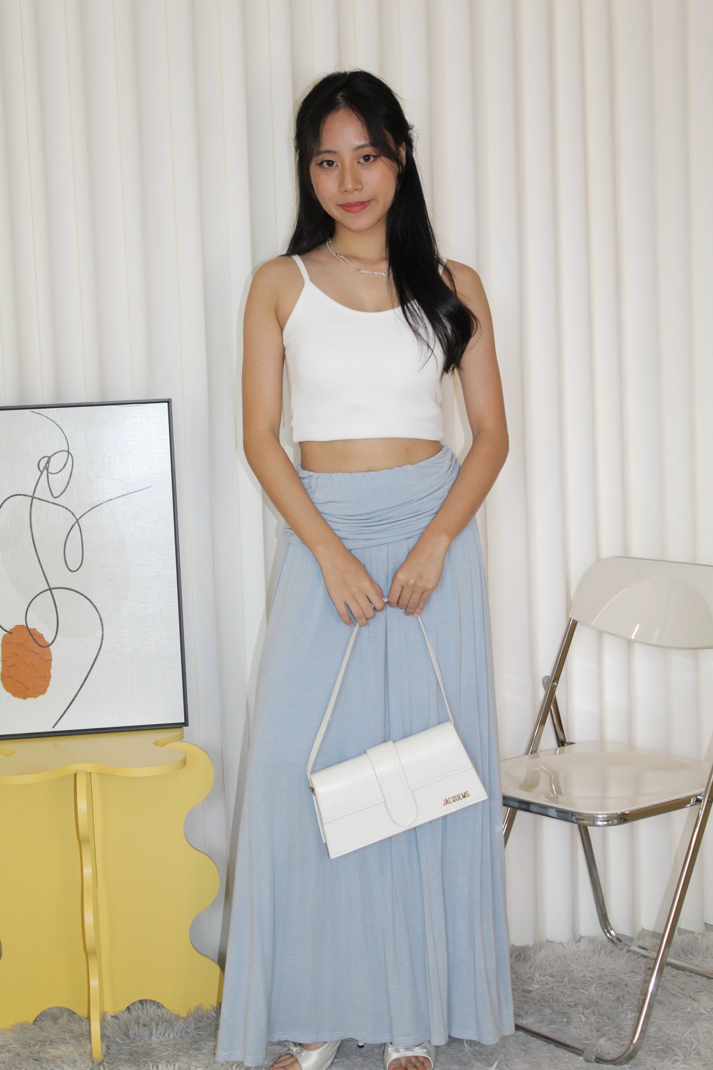 Chiara Ruched Maxi Skirt (Blue)