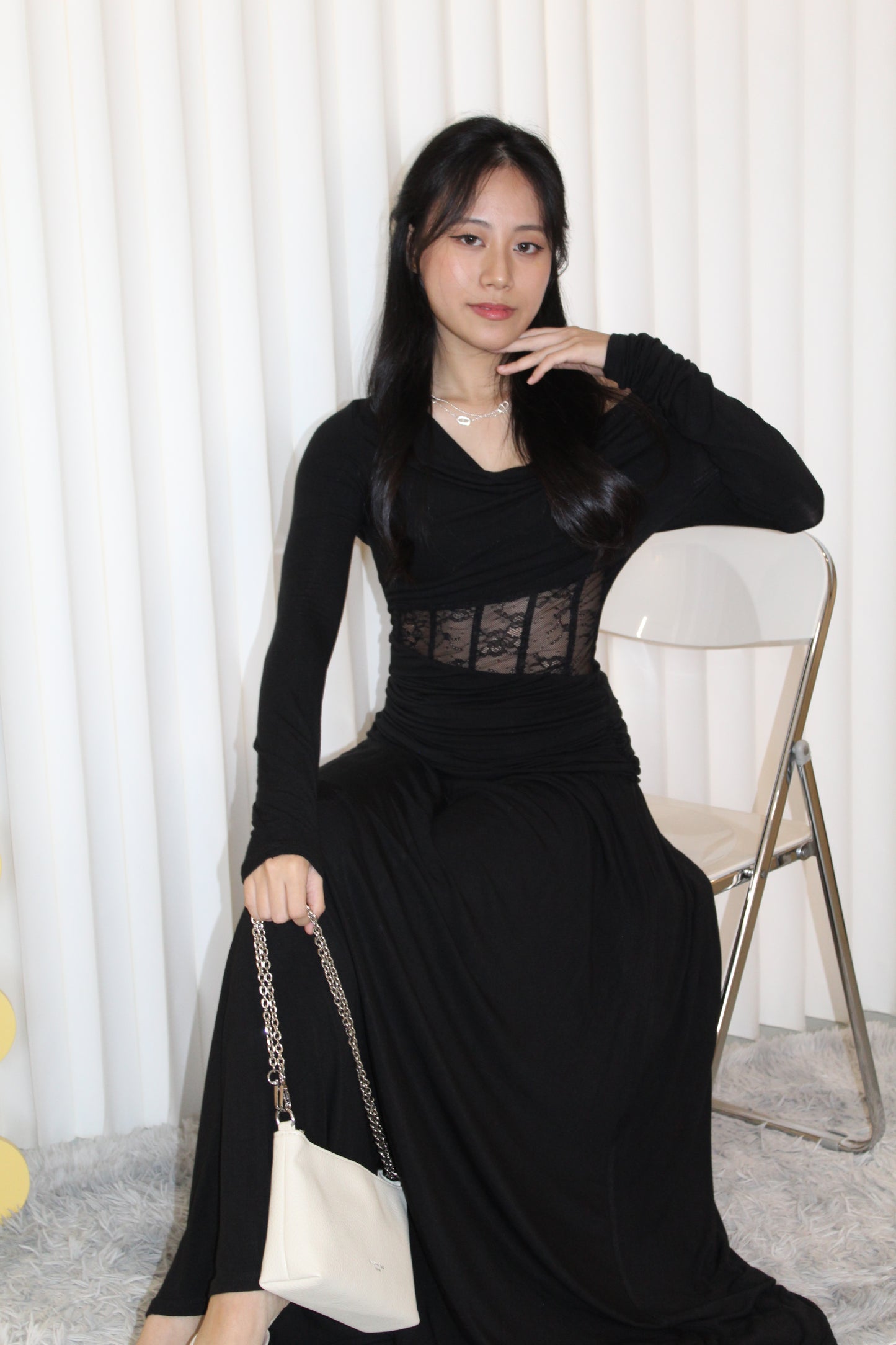 Chiara Lace Long Sleeve Top (Blue)