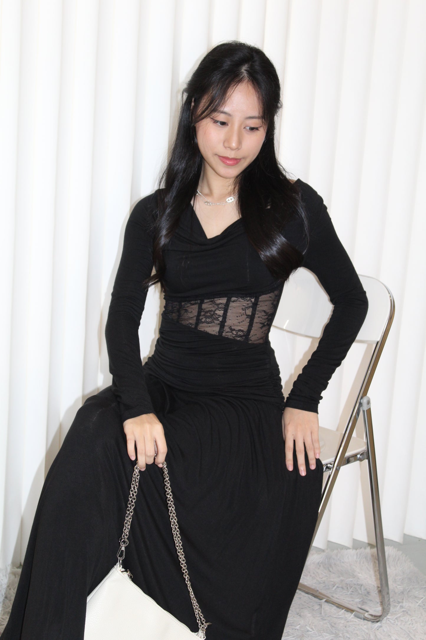 Chiara Lace Long Sleeve Top (Blue)