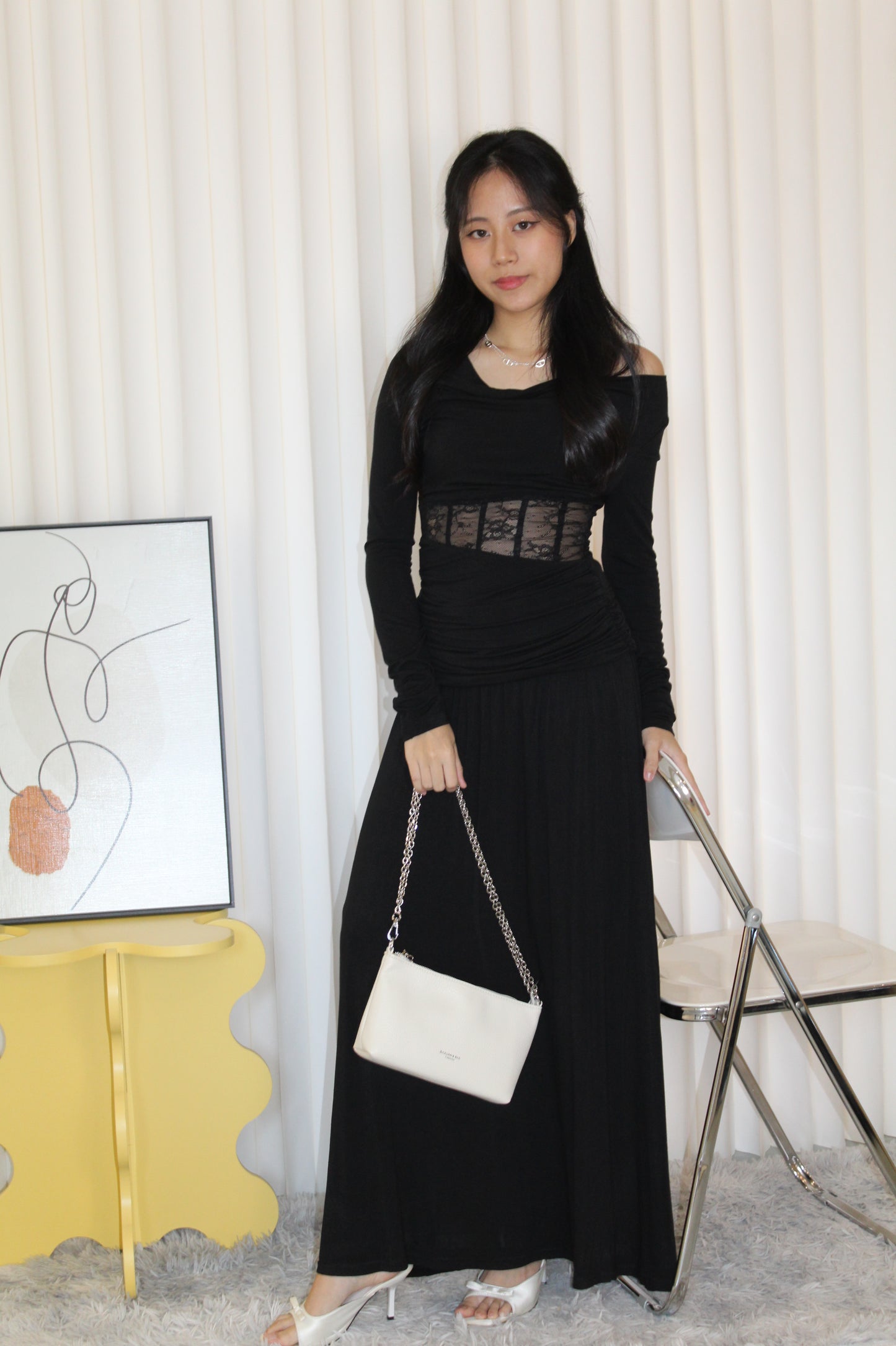 Chiara Lace Long Sleeve Top (Blue)