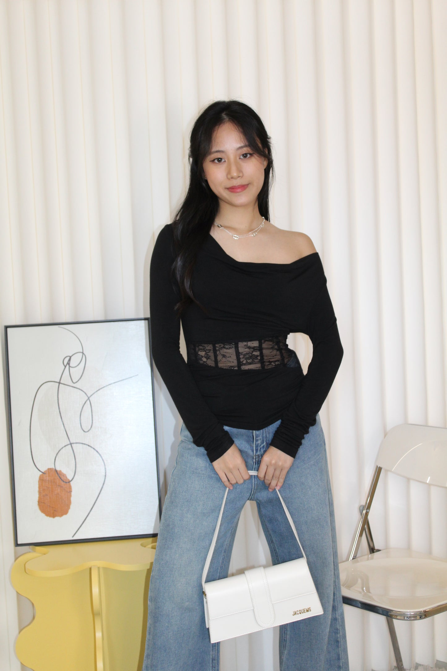 Chiara Lace Long Sleeve Top (Blue)