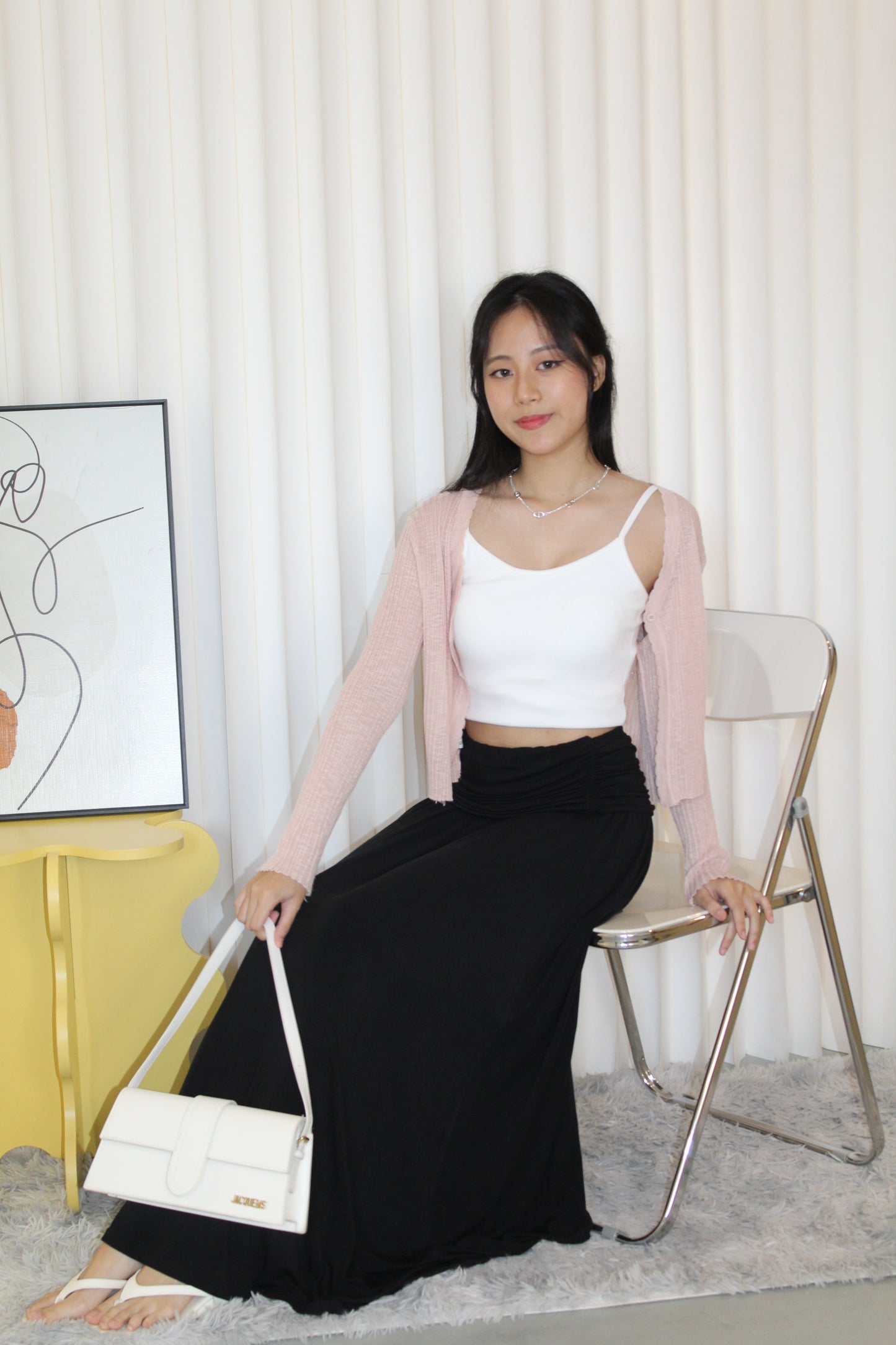 Elena Sheer Crop Cardigan (Black)