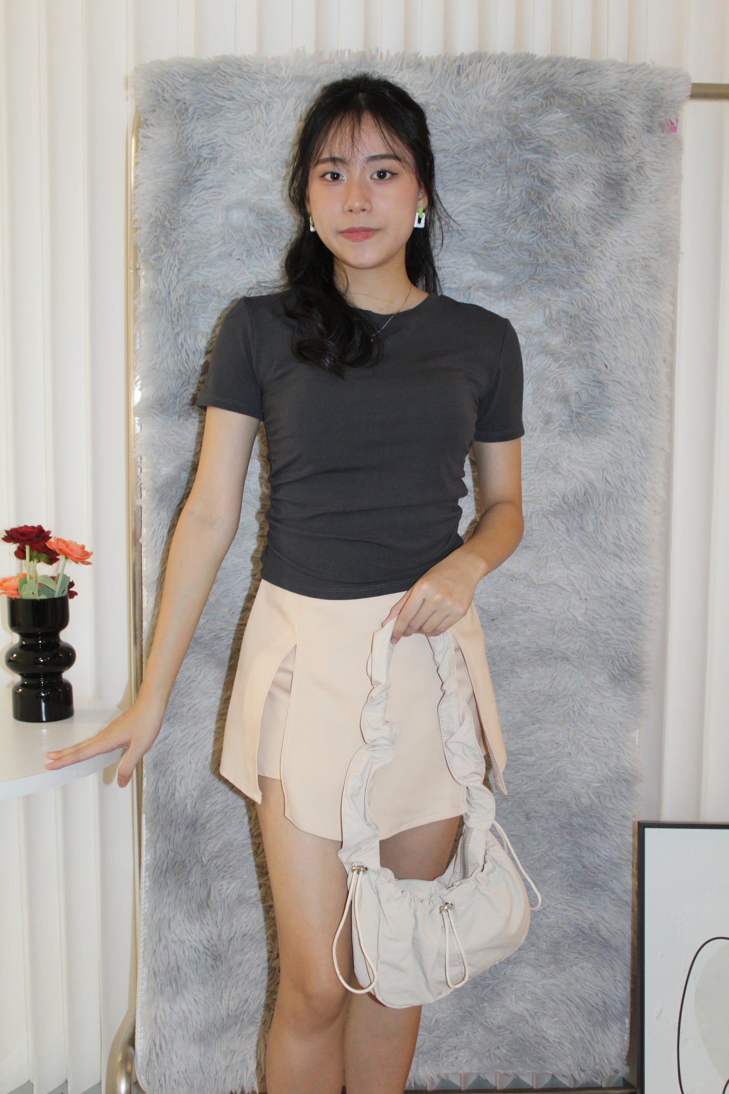 Candice Ruched Padded Top (White)