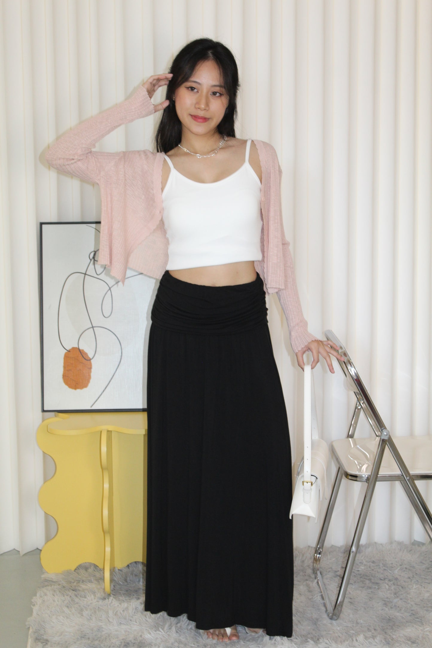 Chiara Ruched Maxi Skirt (Blue)