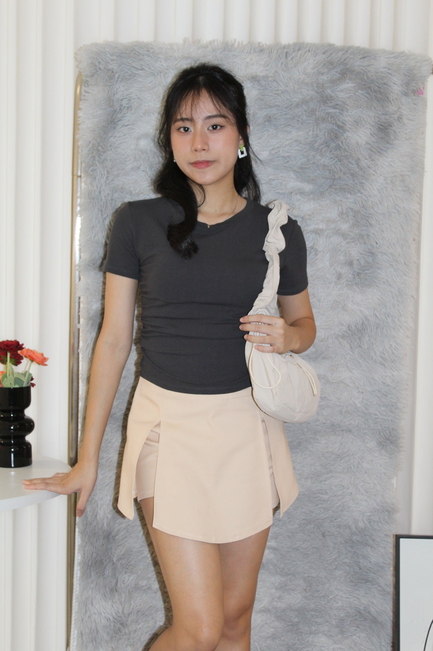 Candice Ruched Padded Top (White)