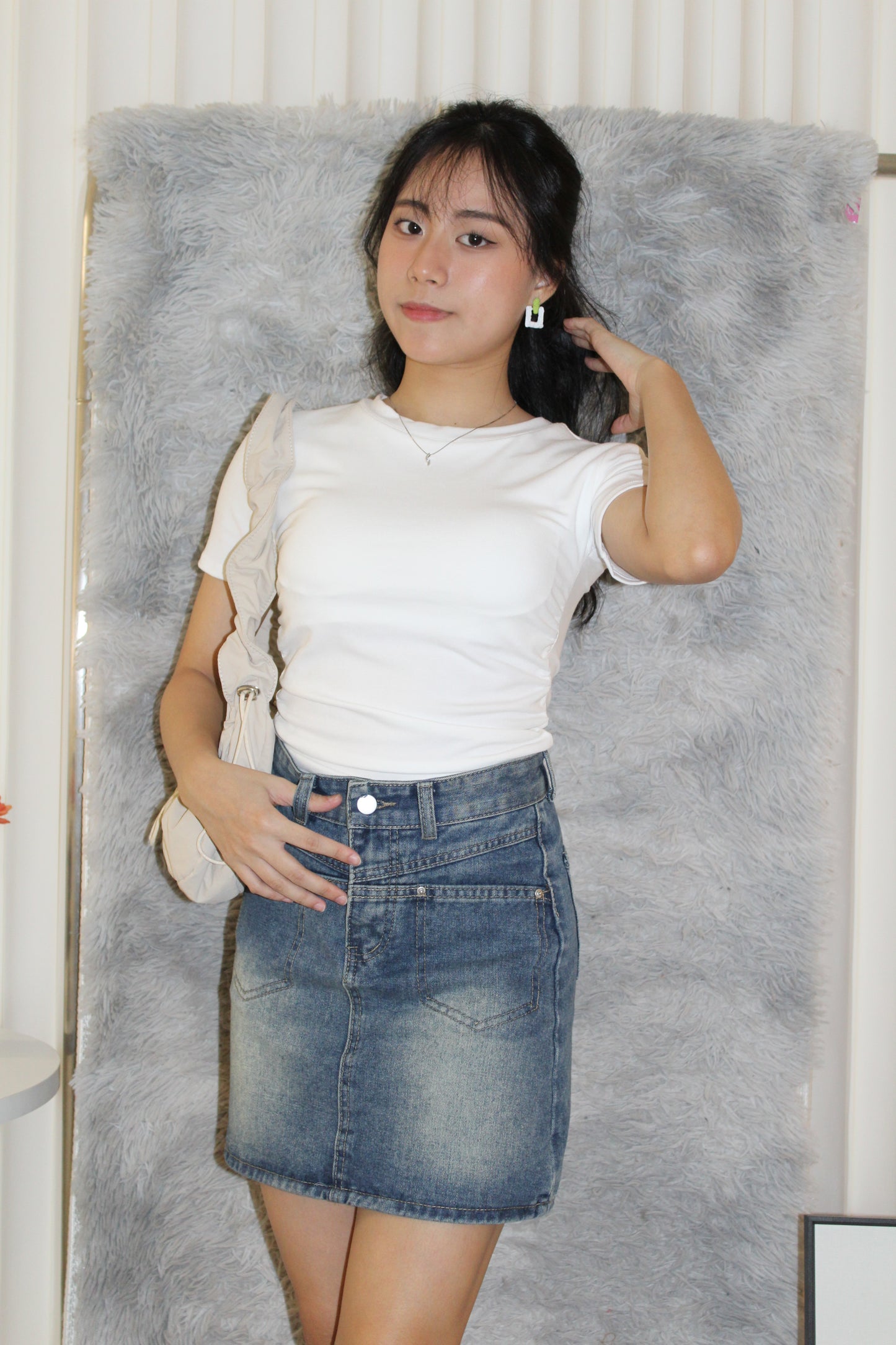 Candice Ruched Padded Top (White)