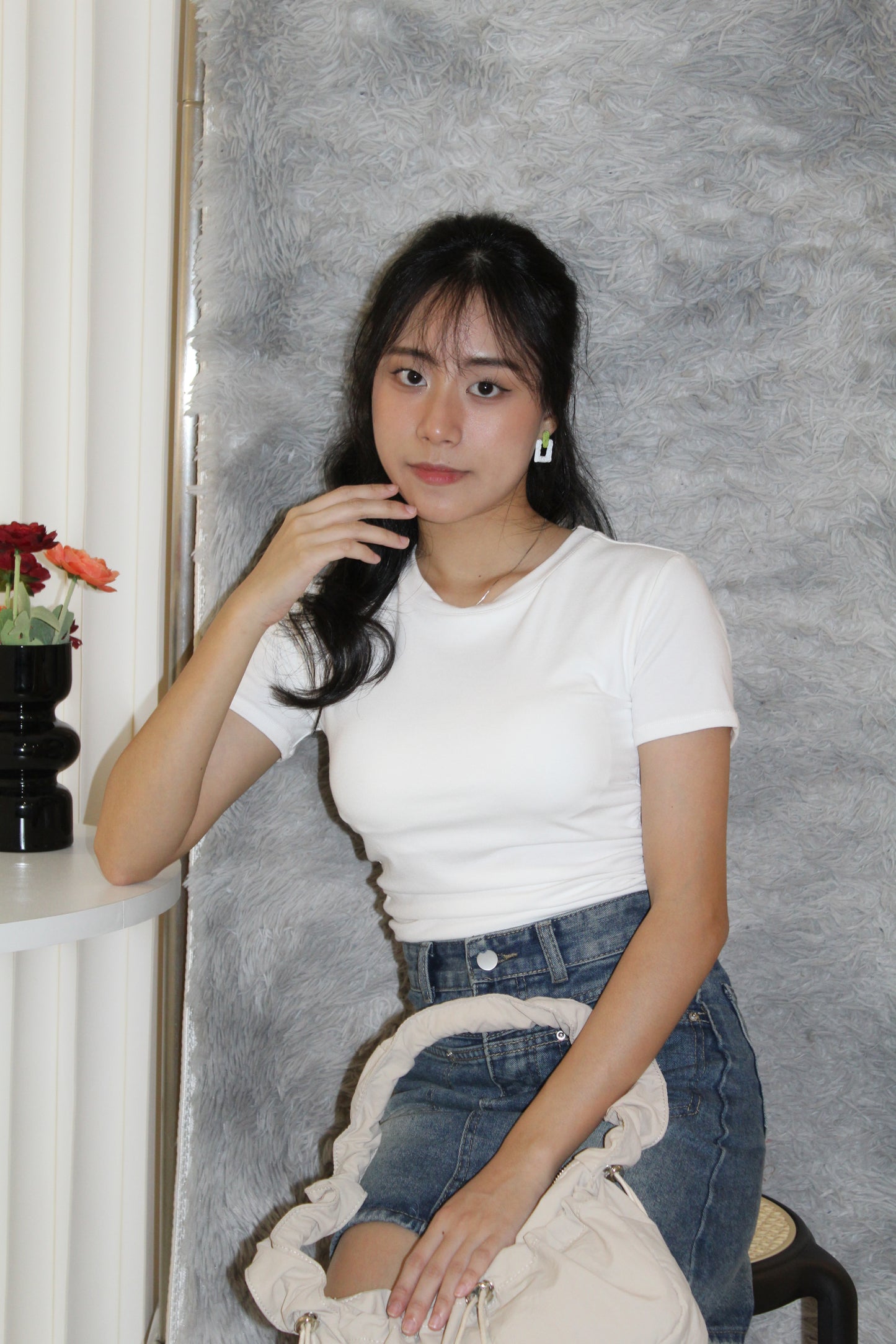 Candice Ruched Padded Top (White)