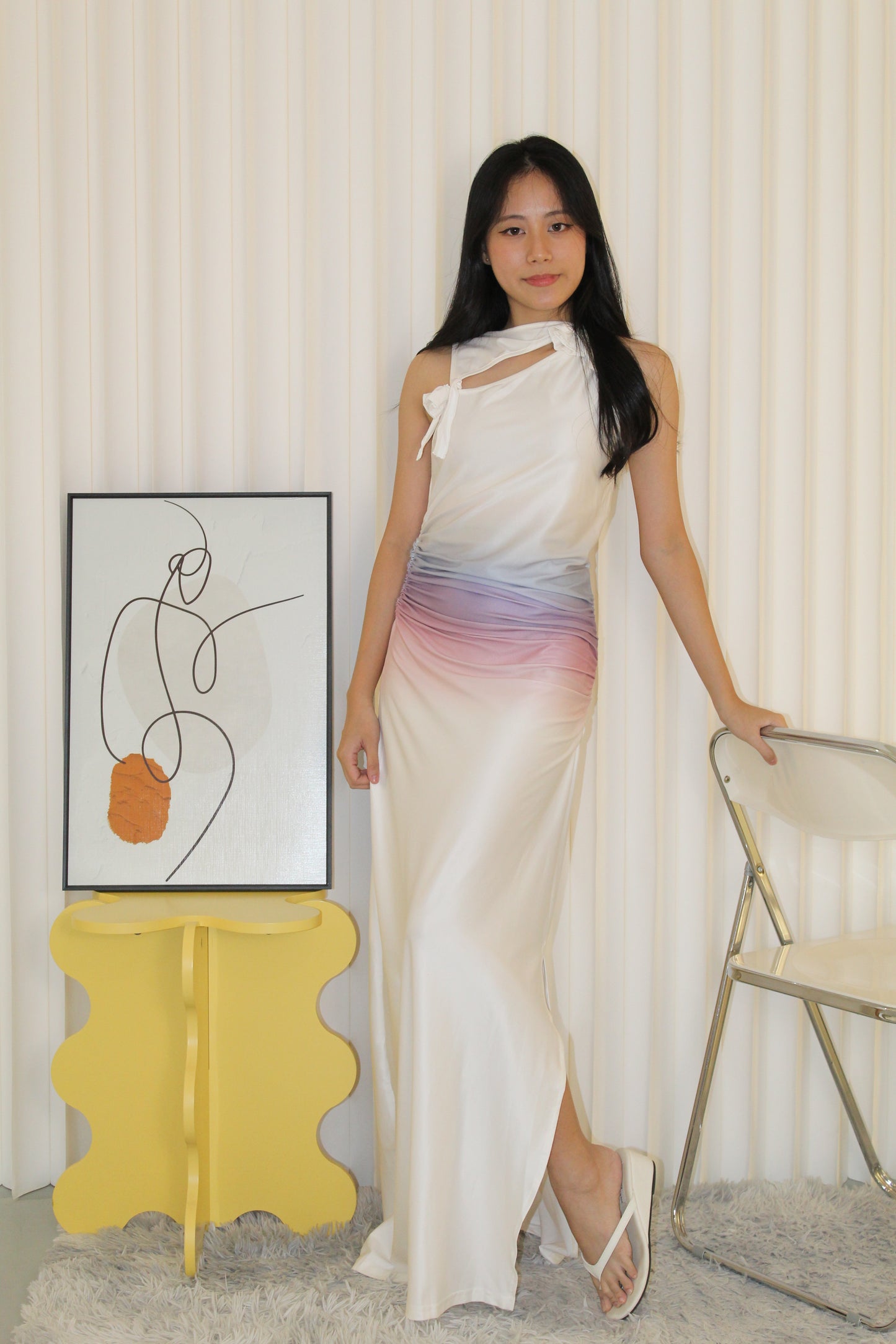 Jamie Ombre Bodycon Maxi Dress (White)