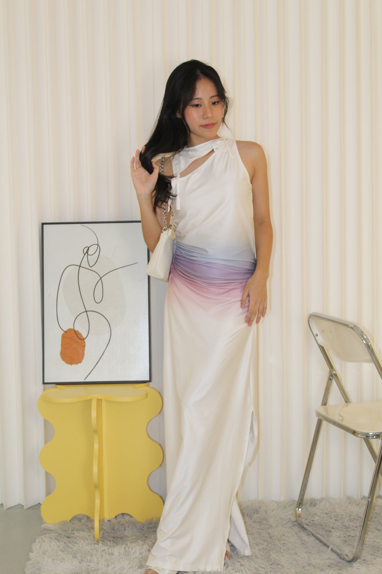 Jamie Ombre Bodycon Maxi Dress (White)