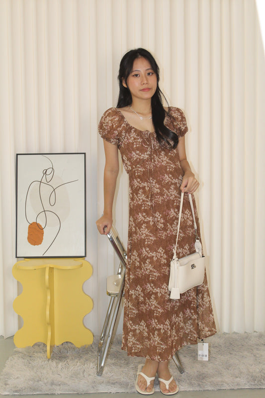 Mabel Printed Midaxi Dress (Brown)