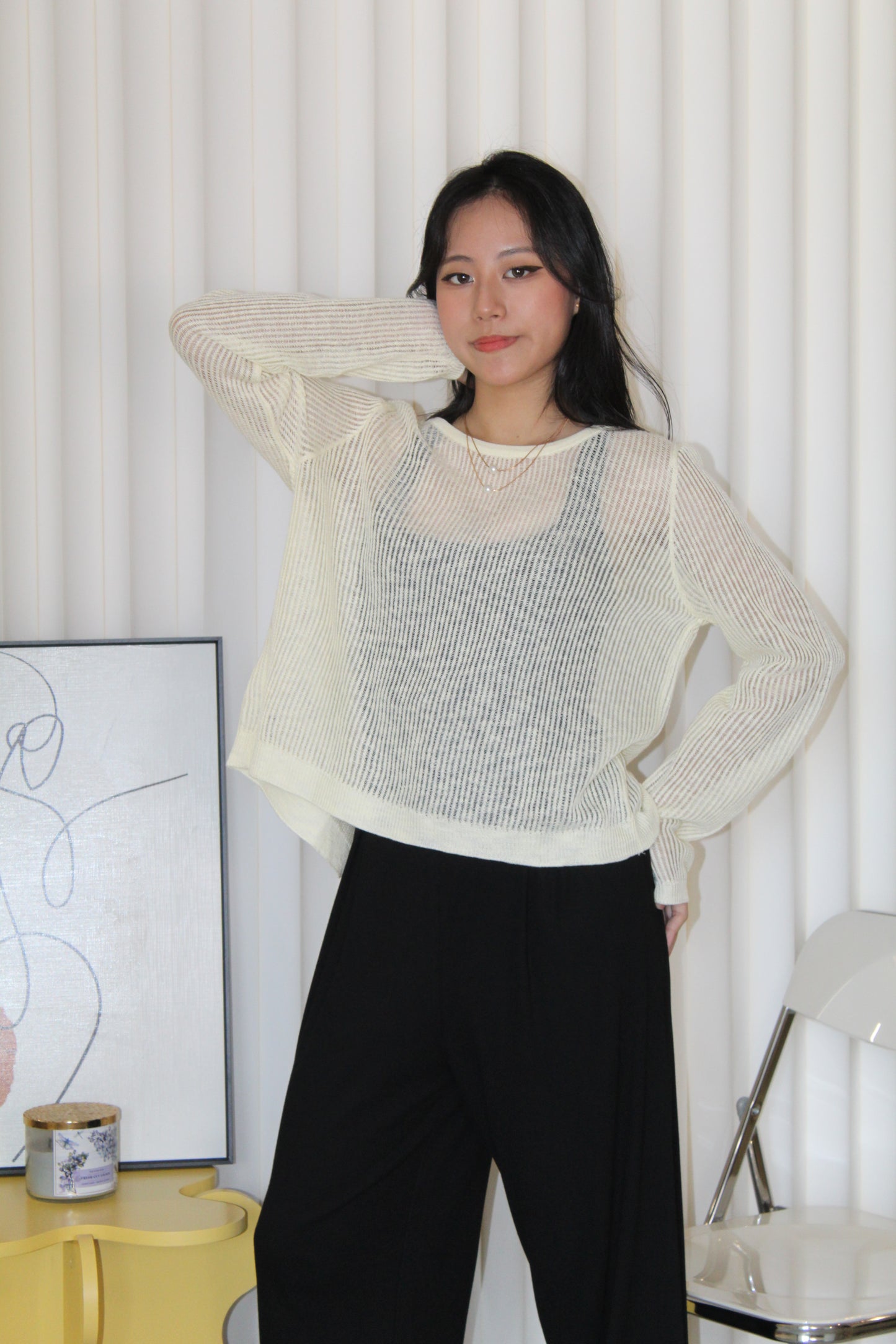 MaryAnn Sheer Knit Top (Pink)