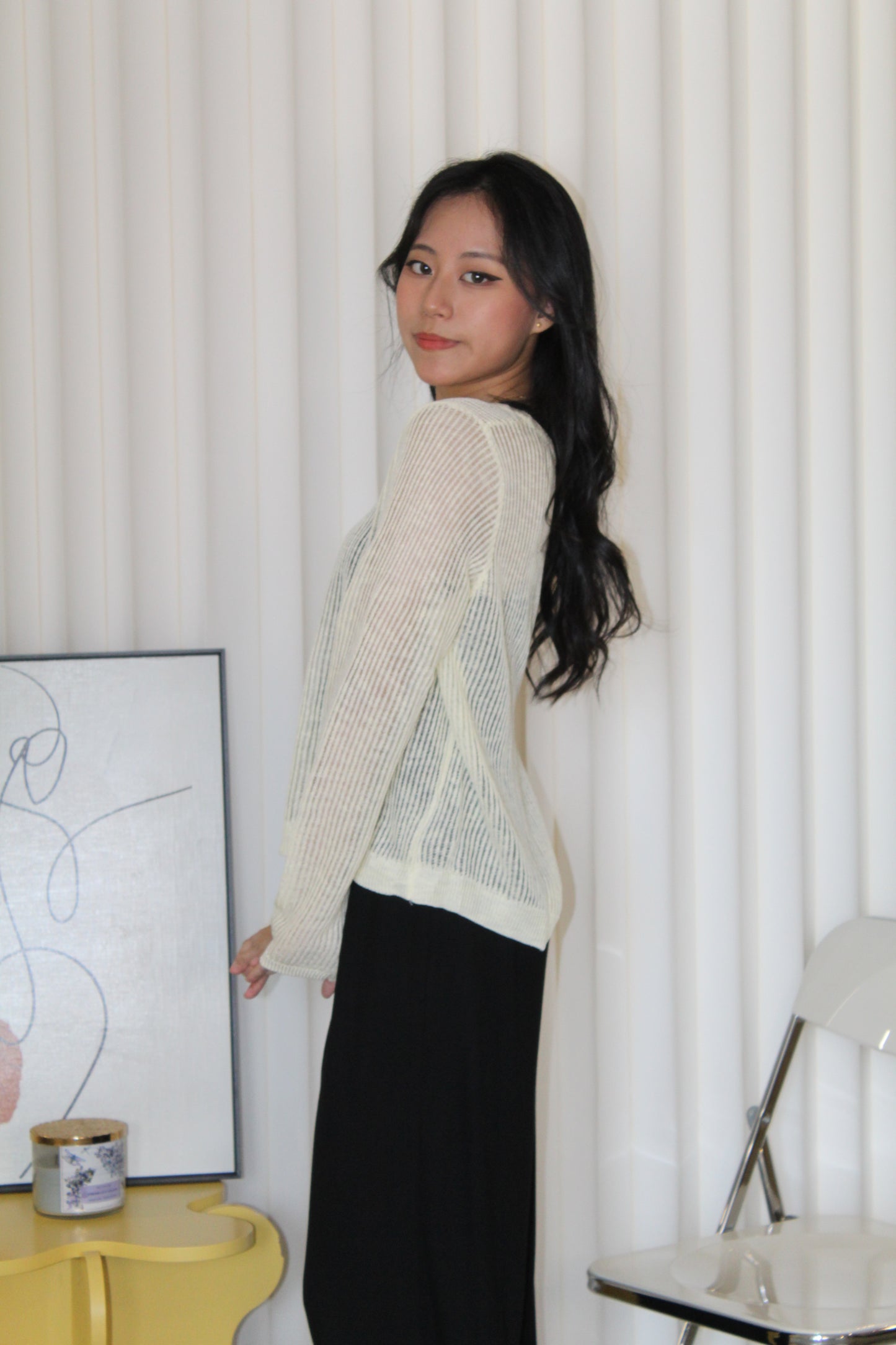 MaryAnn Sheer Knit Top (Pink)