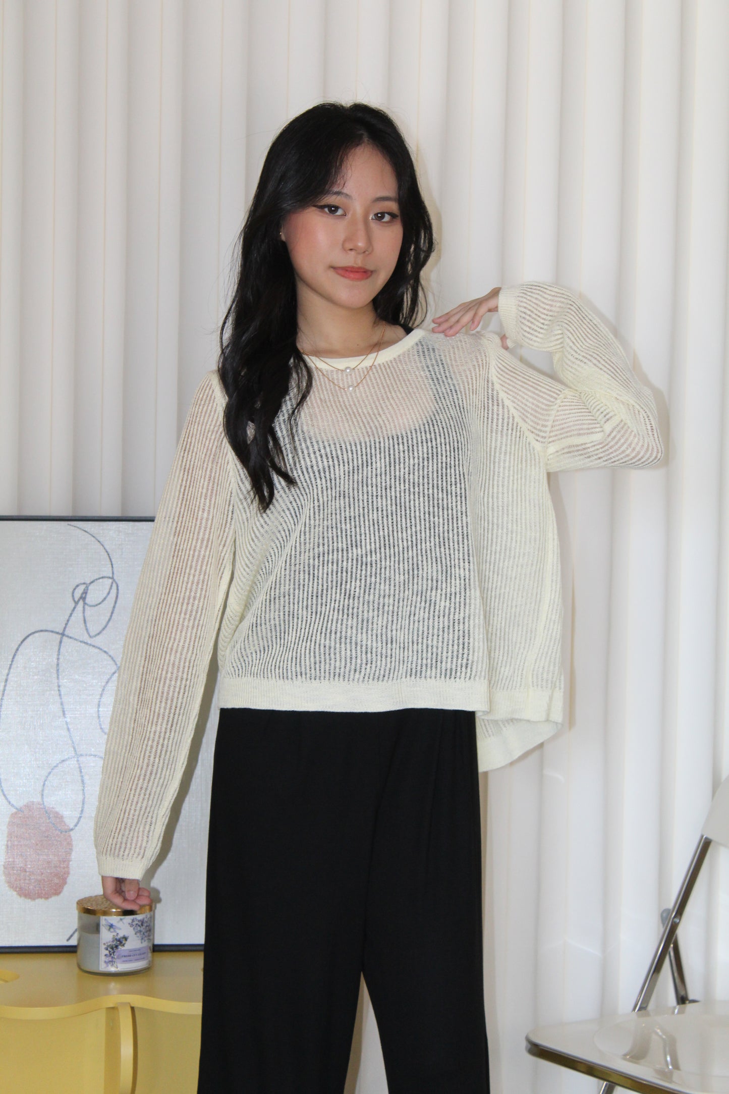 MaryAnn Sheer Knit Top (Pink)
