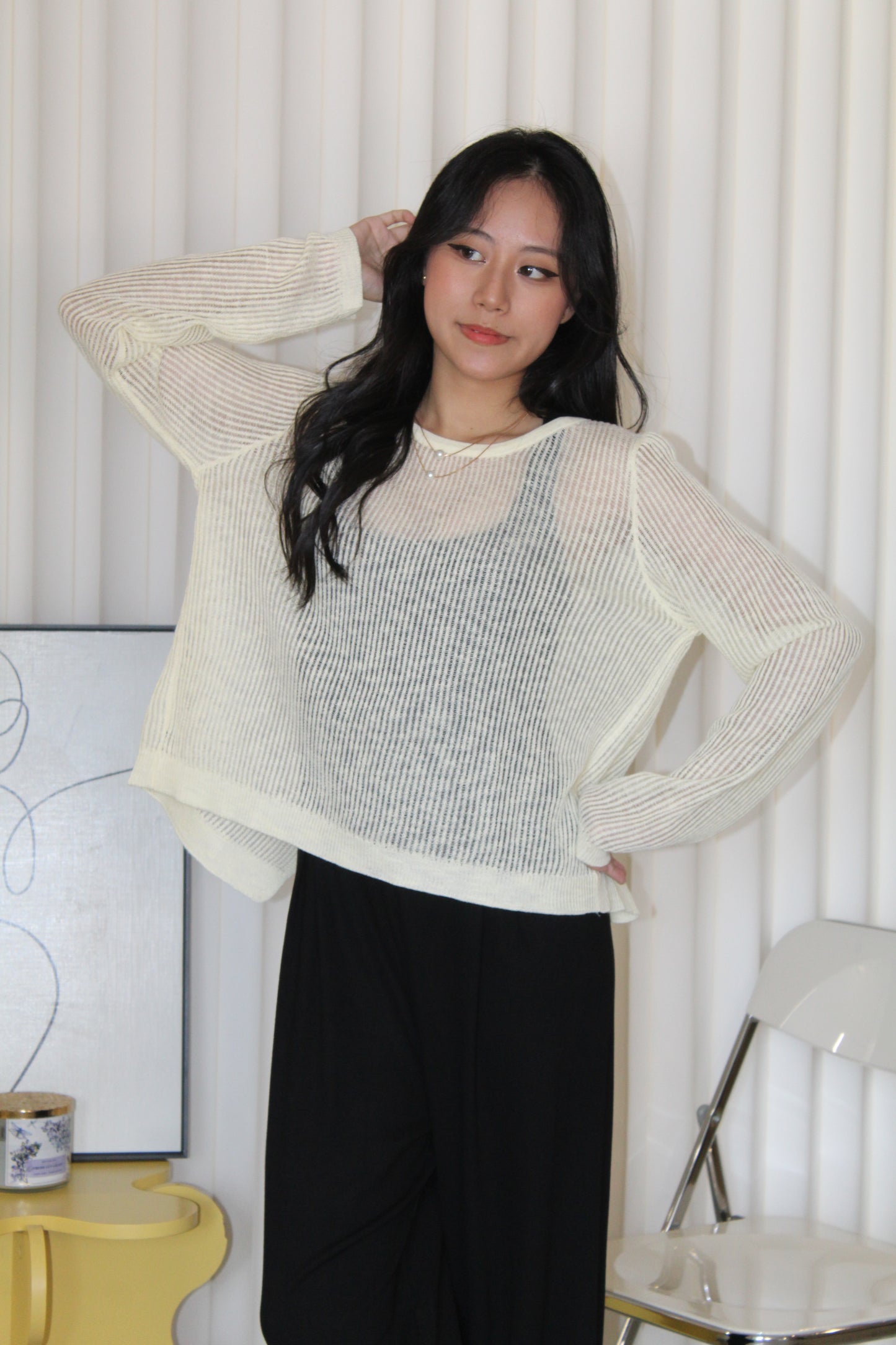 MaryAnn Sheer Knit Top (Pink)