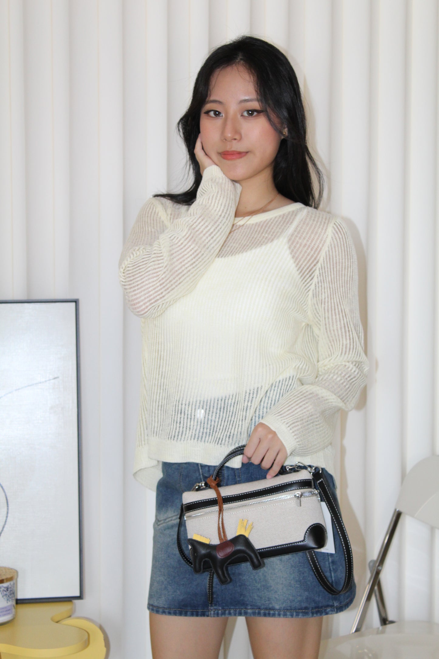 MaryAnn Sheer Knit Top (Pink)