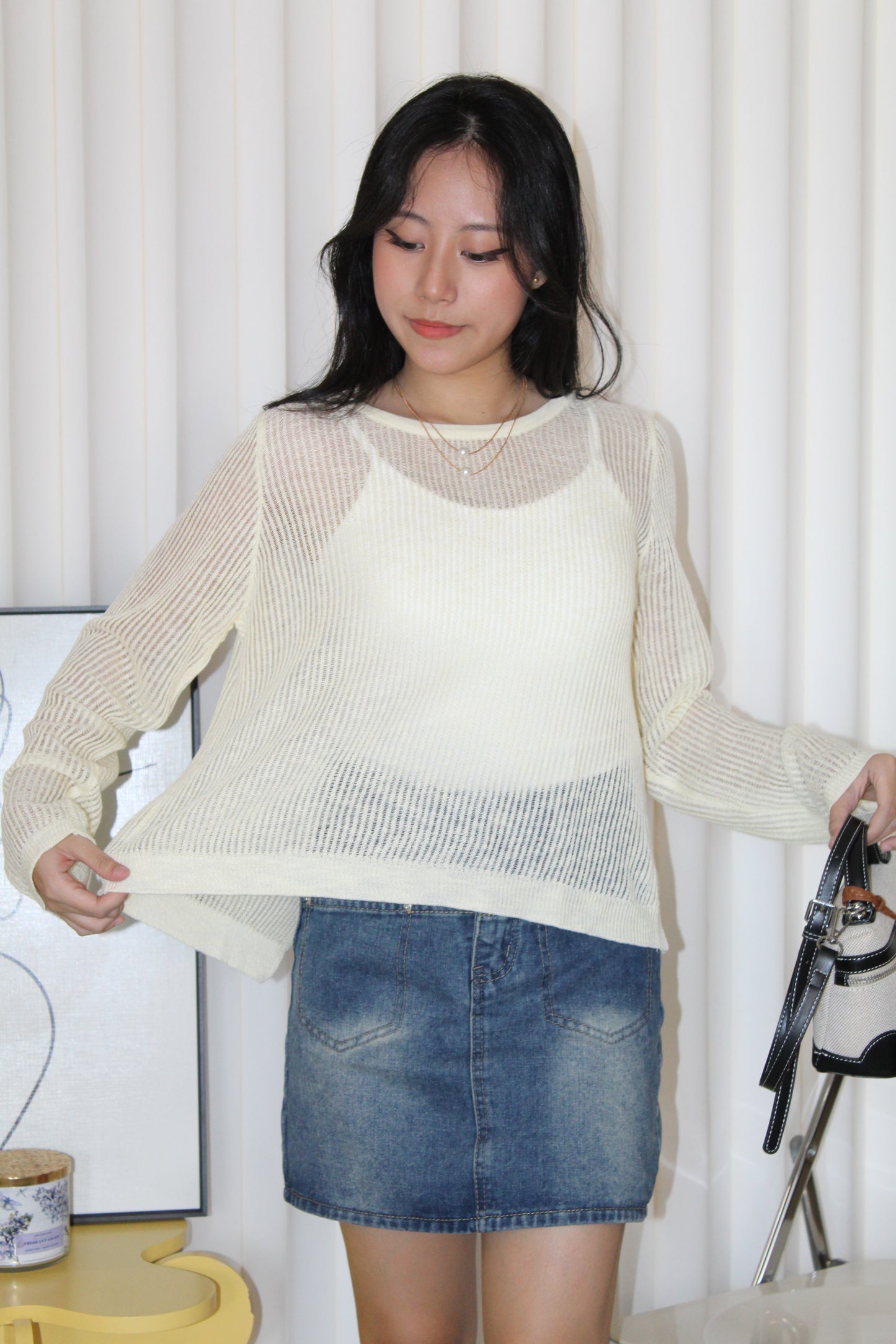 MaryAnn Sheer Knit Top (Pink)