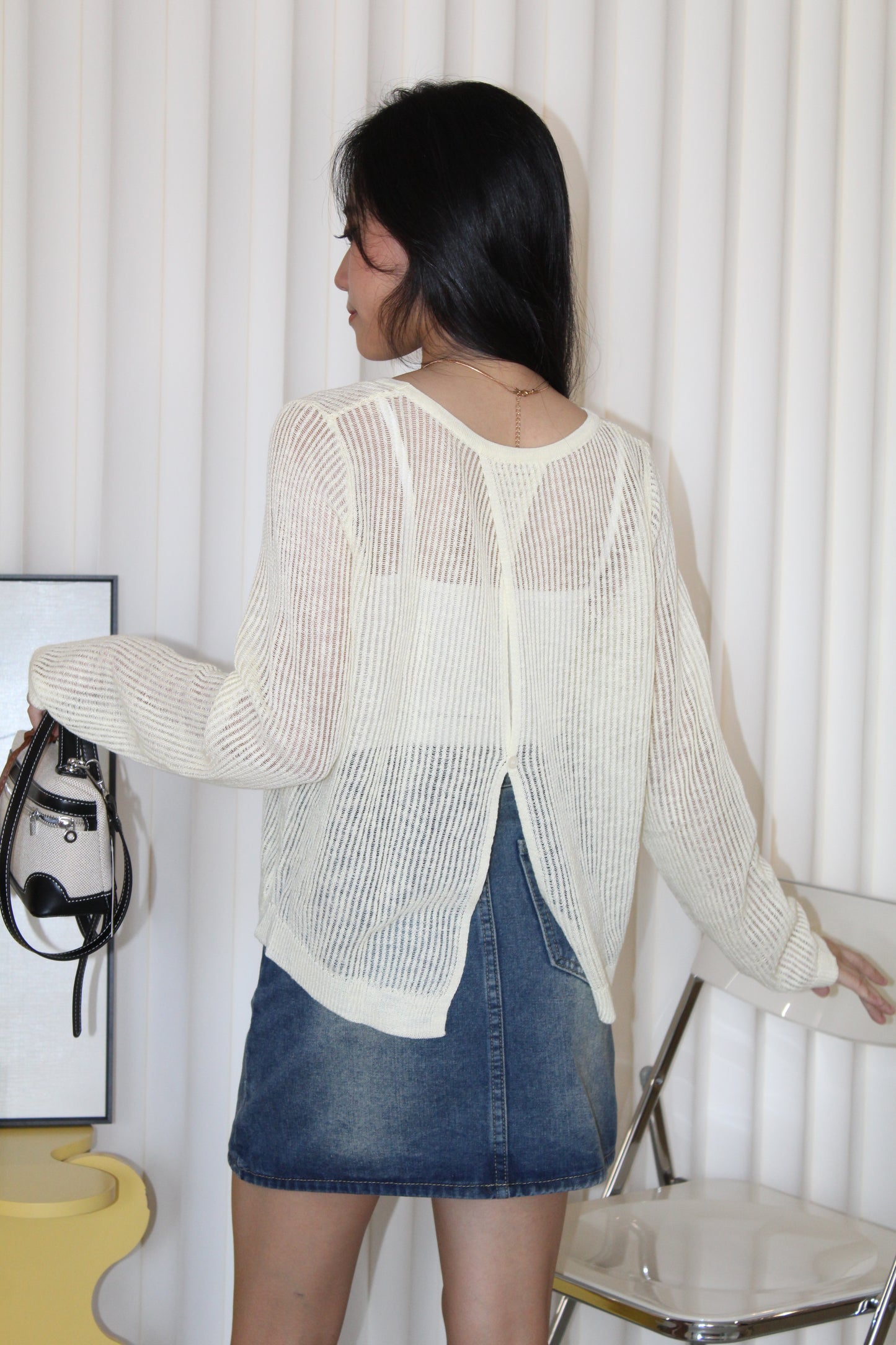 MaryAnn Sheer Knit Top (Pink)