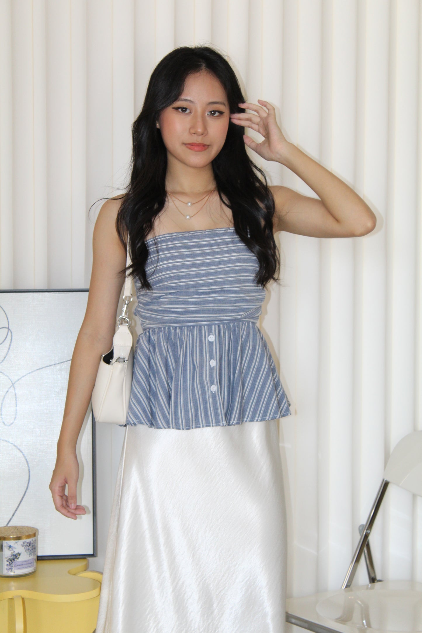Hadia Stripes Flare Tube Top (Blue)