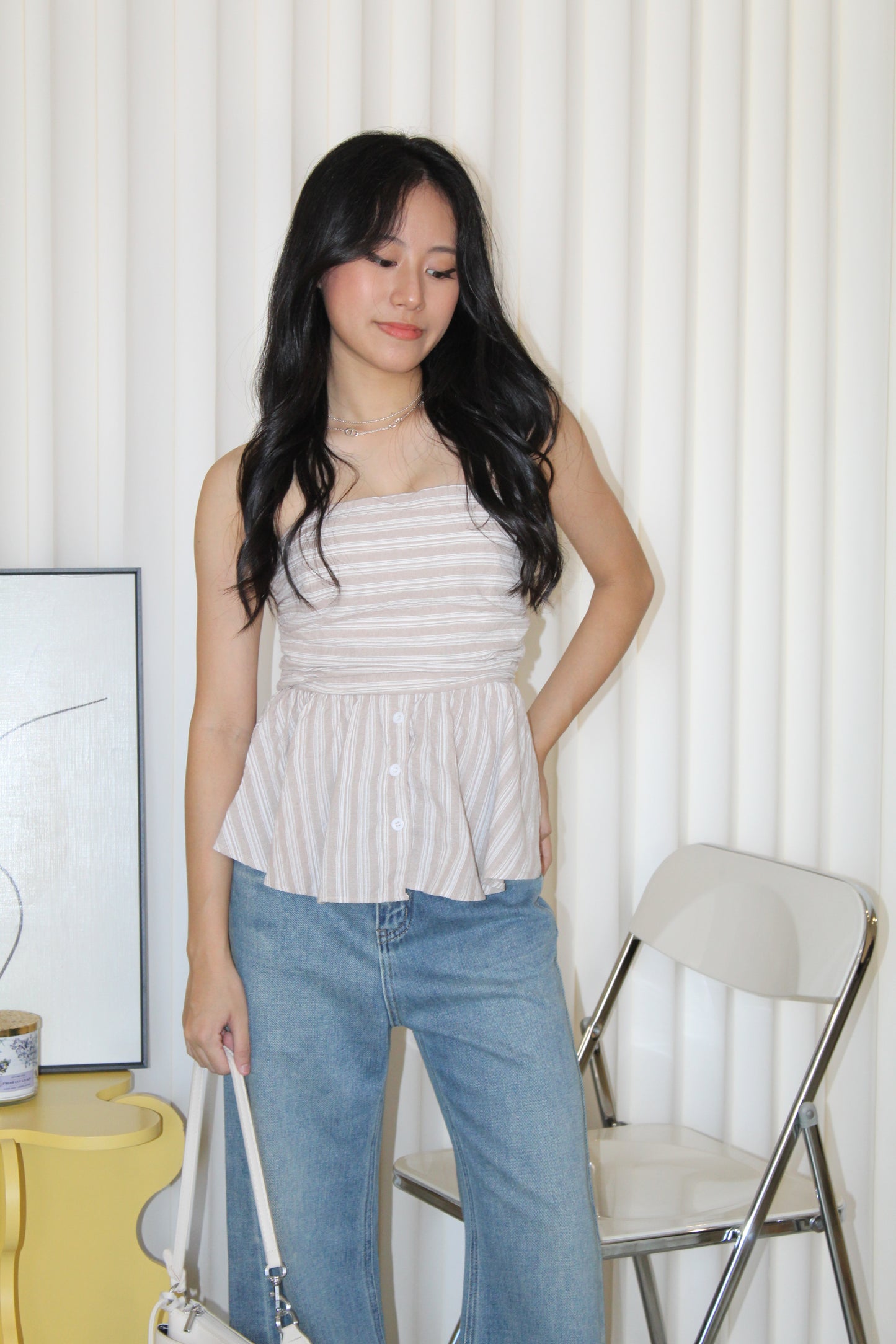 Hadia Stripes Flare Tube Top (Blue)