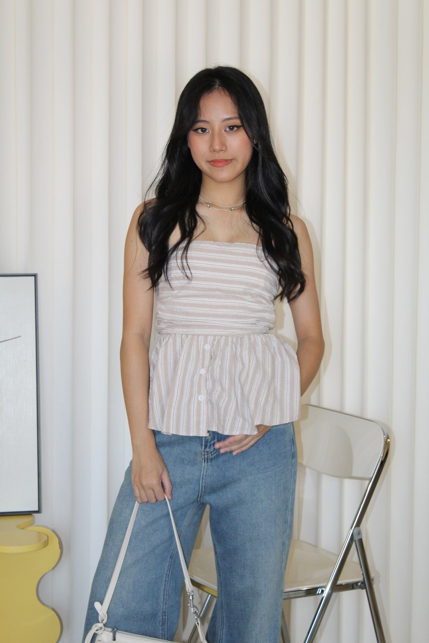 Hadia Stripes Flare Tube Top (Blue)