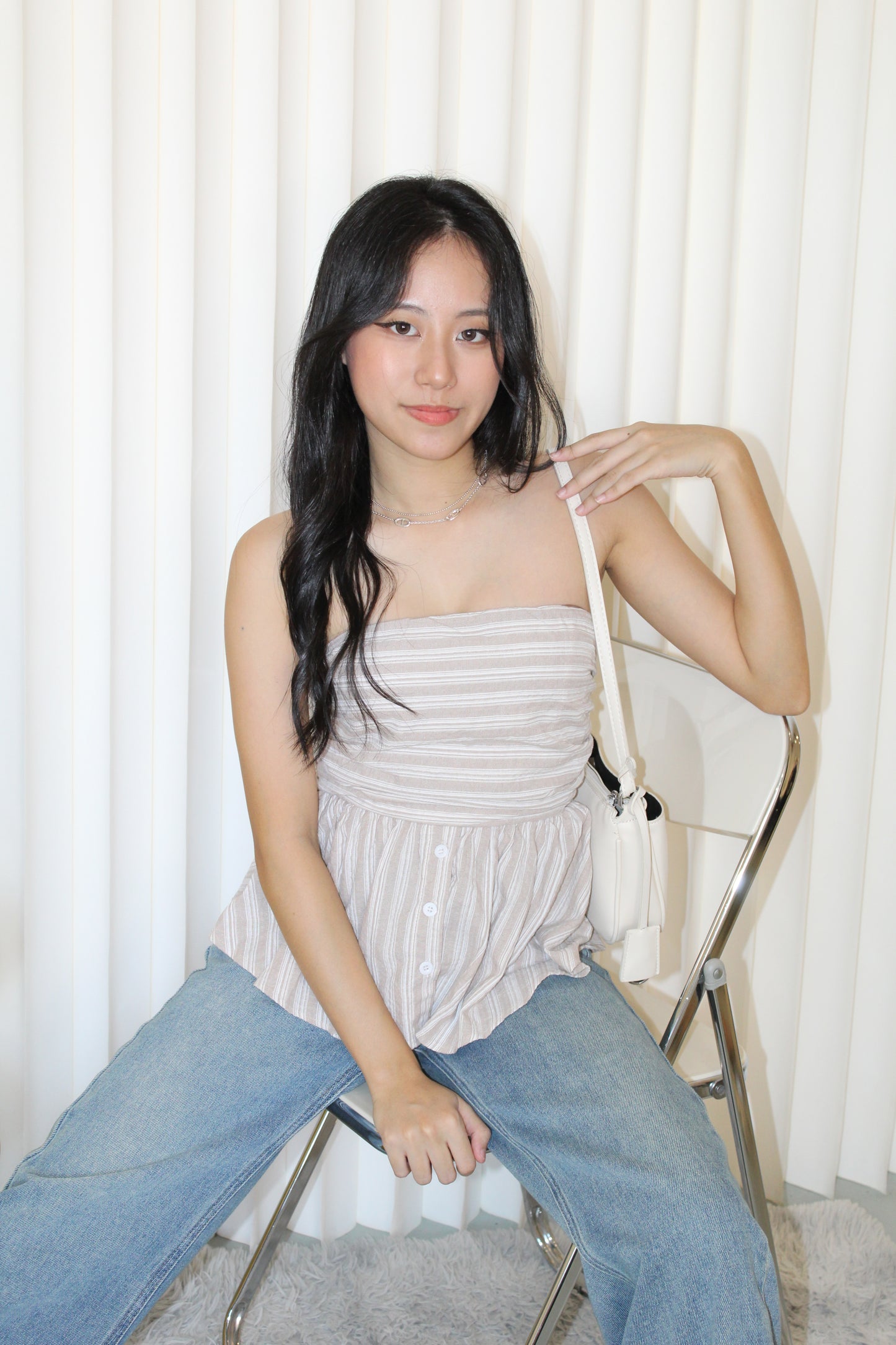 Hadia Stripes Flare Tube Top (Blue)
